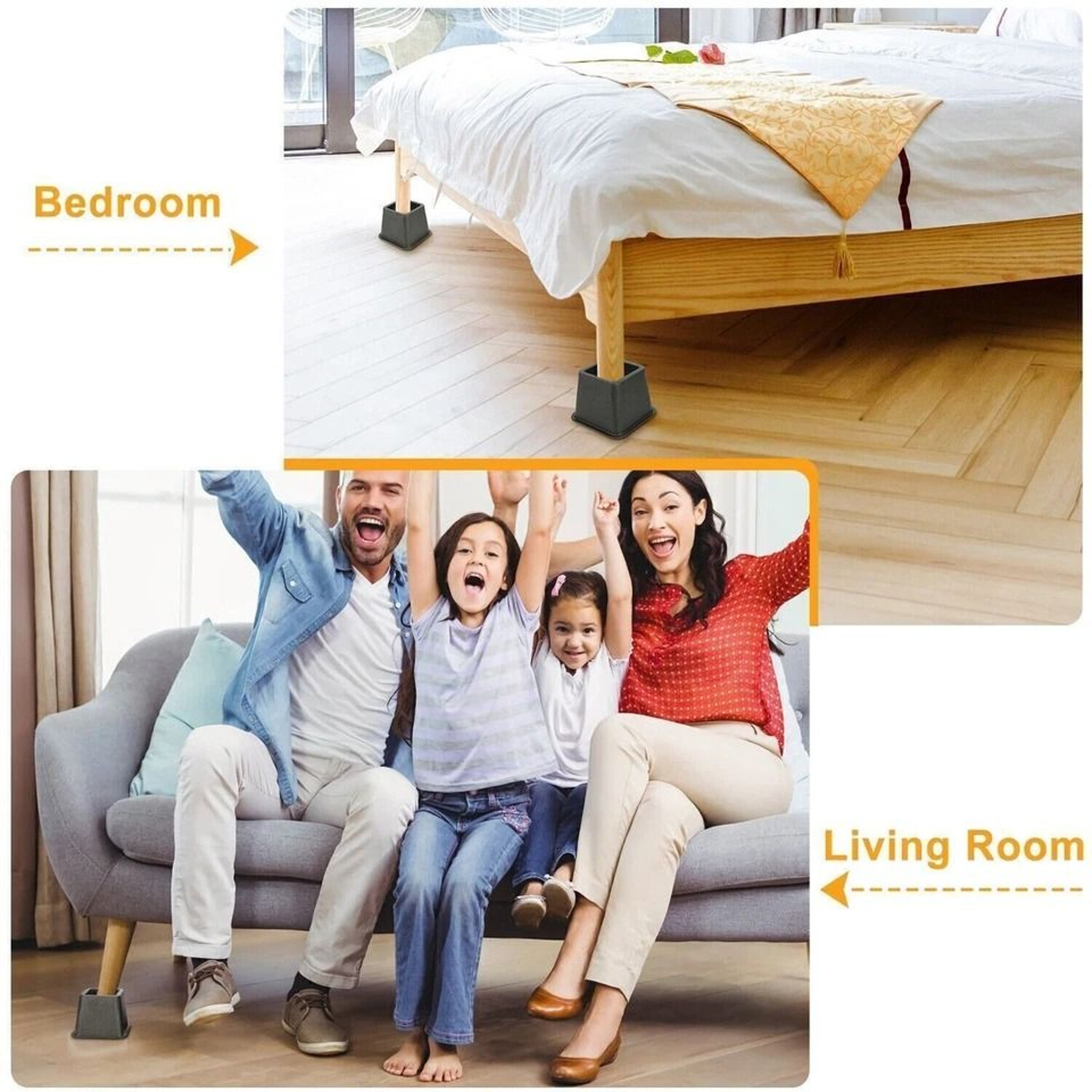 Stackable Lifter Set Adjustable Furniture Risers Bed Sofa Chair Height Boosters Durable  Stable 6