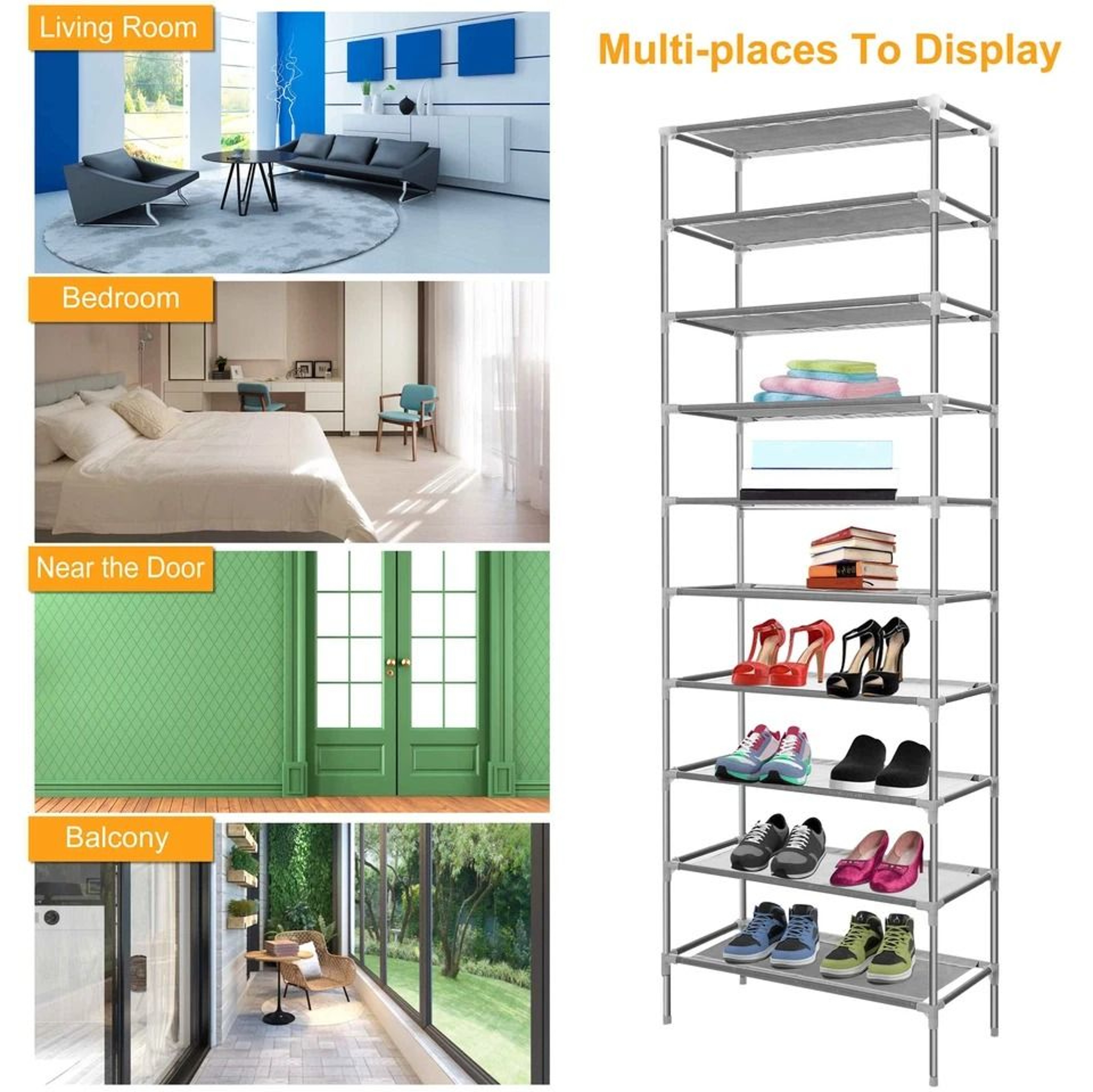 Shoe Shelf OrganizerTier Storage Rack For Entryway Closet Mudroom Adjustable Shoe Holder With Detac 6