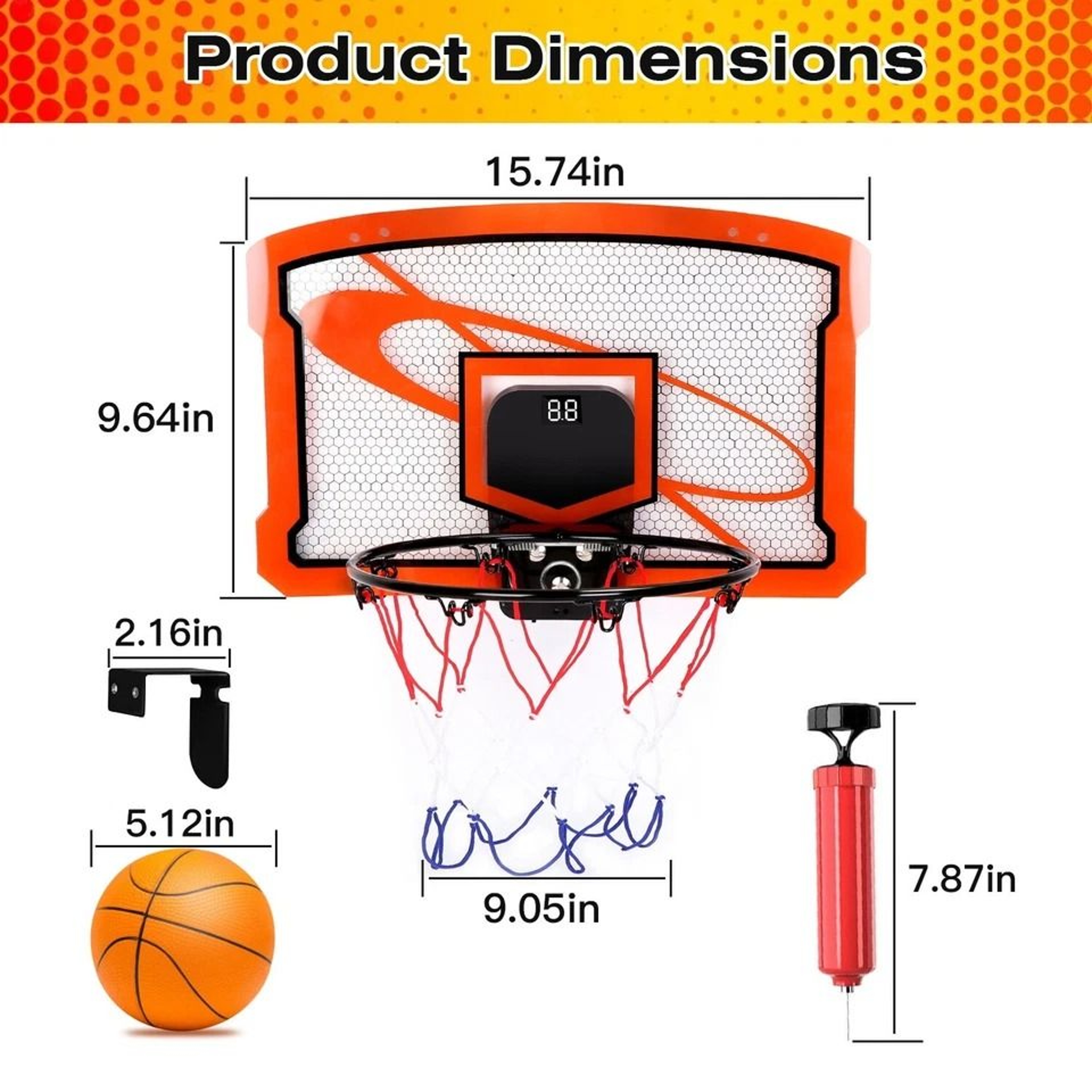 Over Door Basketball Hoop Set Kids Basketball Toy Electric Scorer Balls Indoor Game For Kids  Famil 1