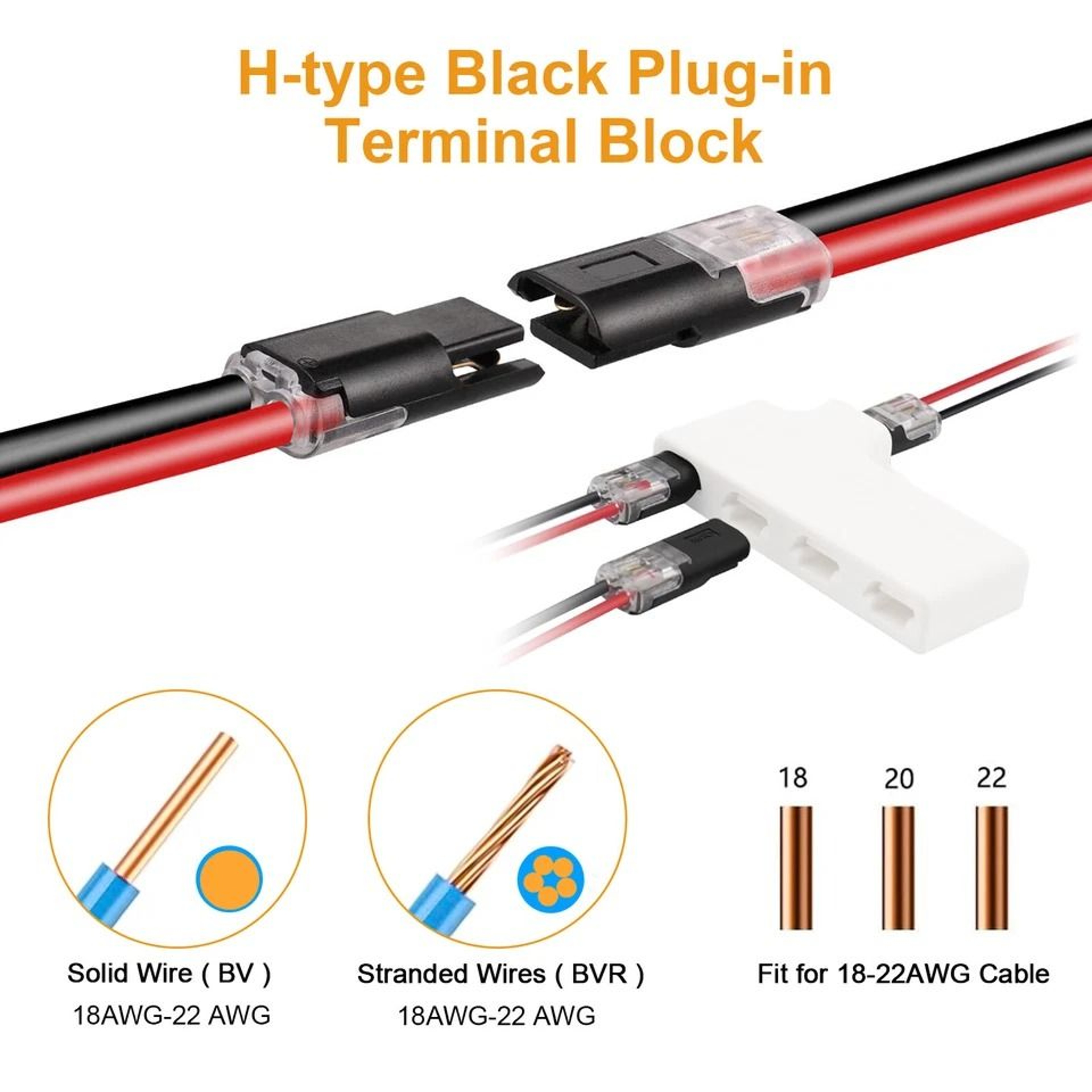 AWG DoubleWire Plugin Connectors With Locking Buckle Polycarbonate FlameRetardant Secure Electrical 6
