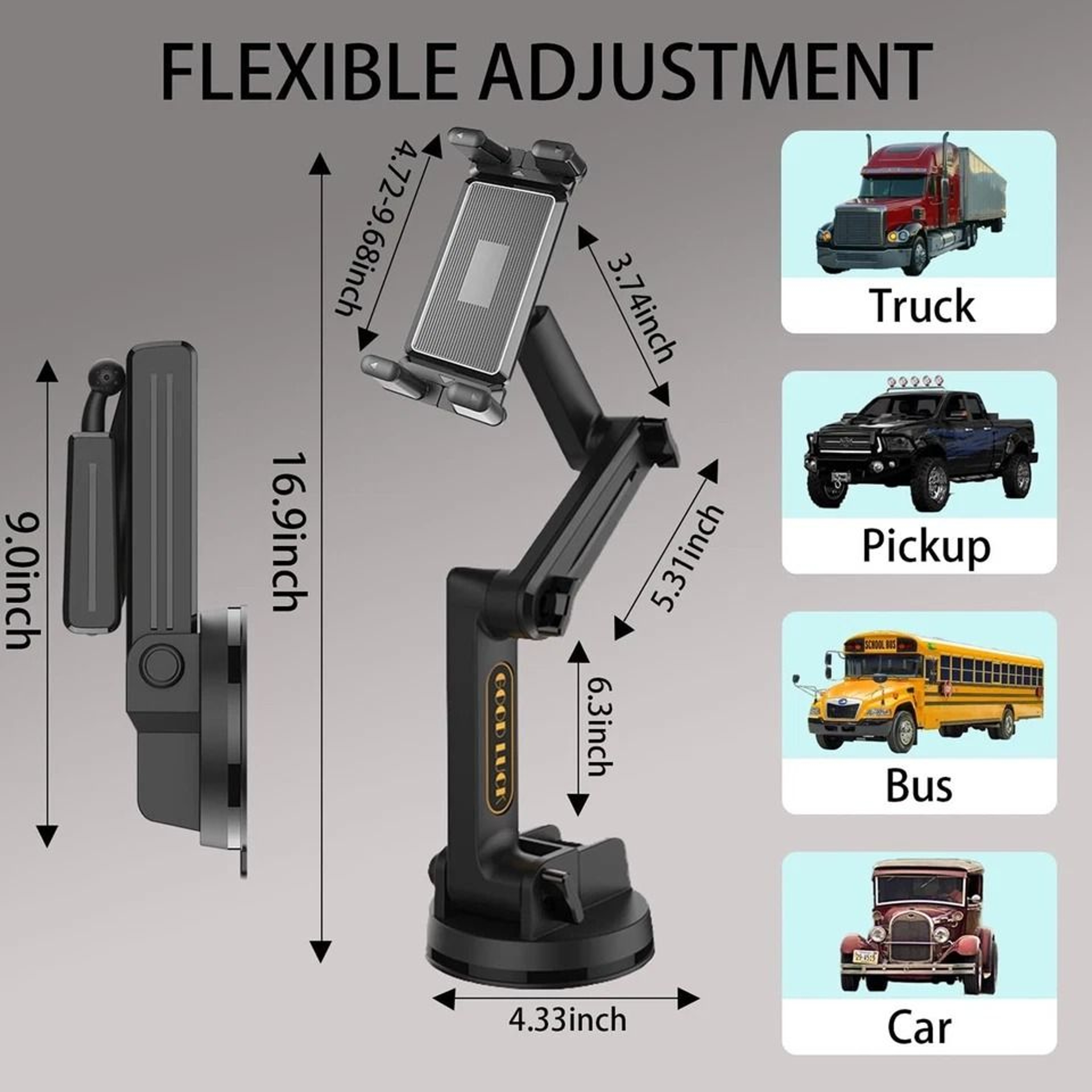 Universal Tablet Mount For Trucks Long Arm Dashboard  Windshield Holder For IPad IPhone Galaxy Tab 8