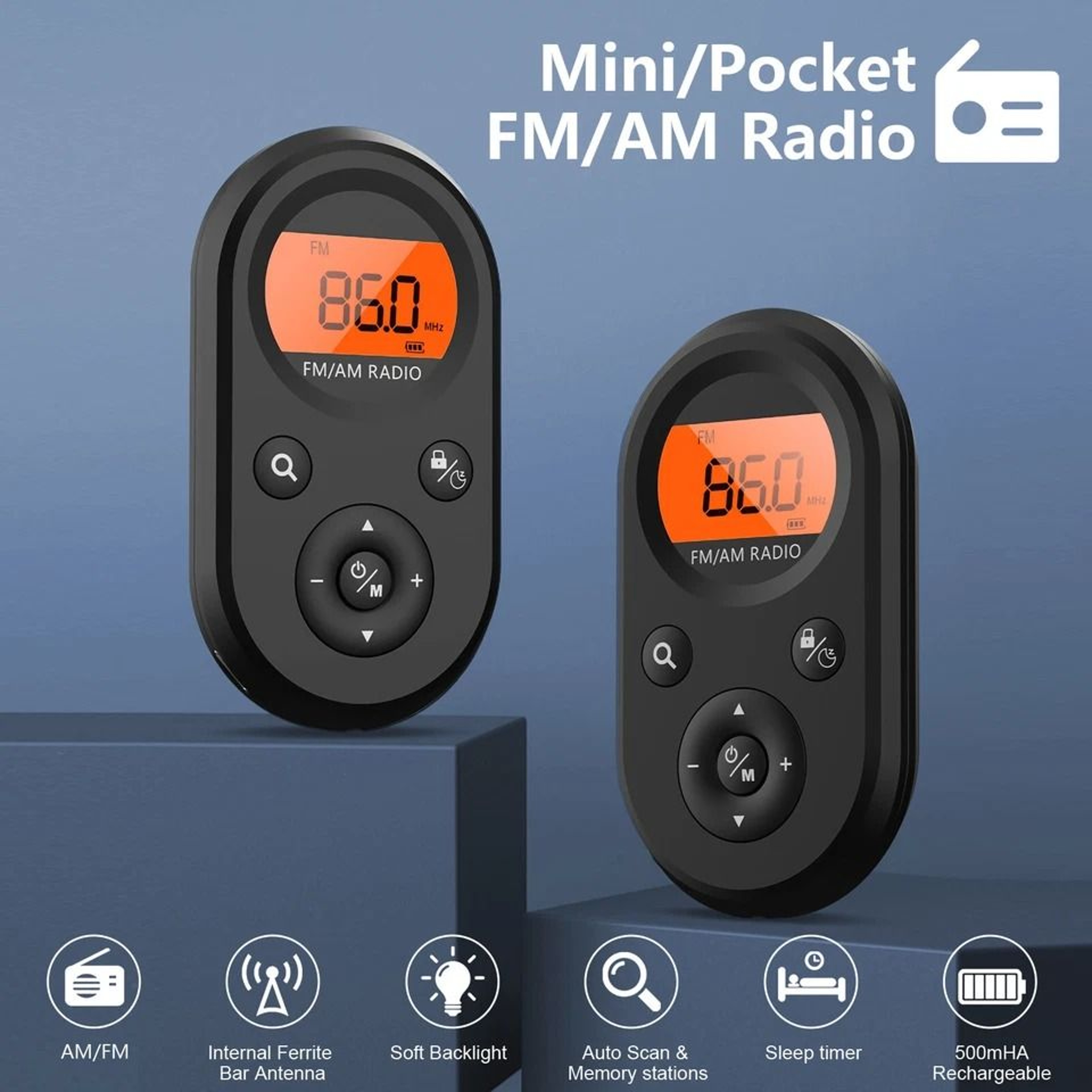 Pocket AMFM Radio Rechargeable Digital Stereo Music Receiver With LCD Display  Headphones 8