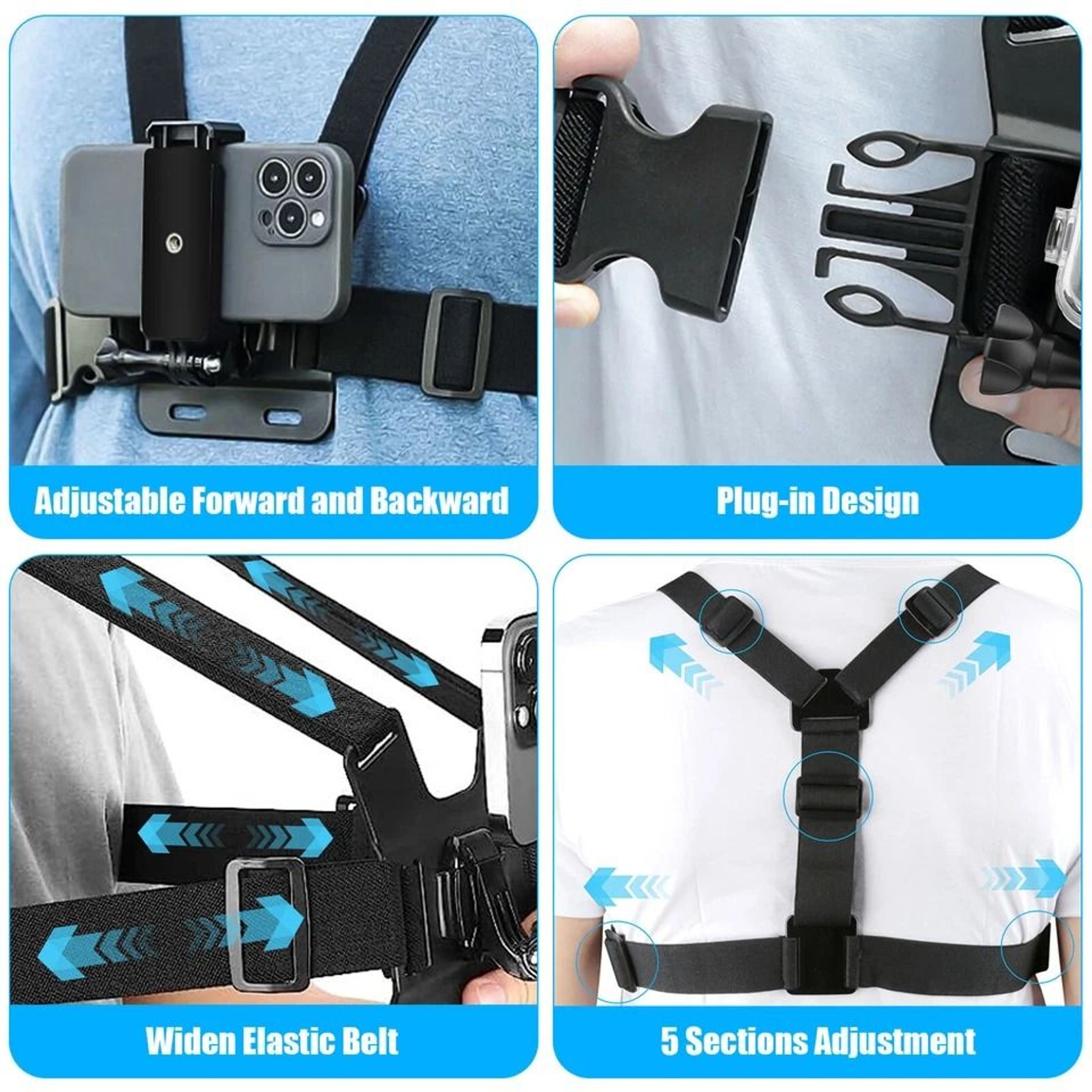 Chest Strap Mount Adjustable Phone Holder For VlogPOV Compatible With IPhone And Android 5