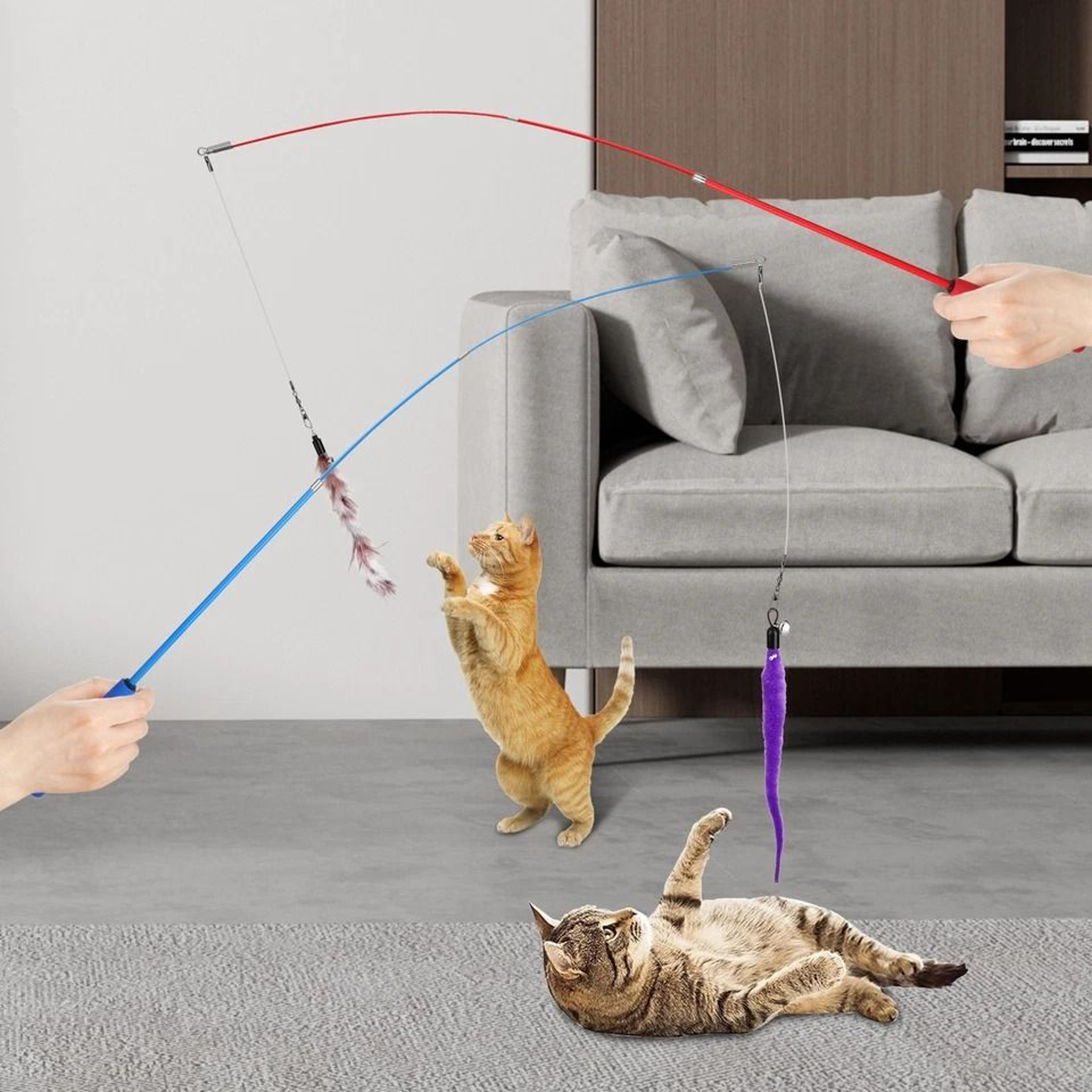 Feather Bell Wand Kitten Cat Toy Telescopic Teaser Rod For Interactive Play Gift For Cats And Kitte 0