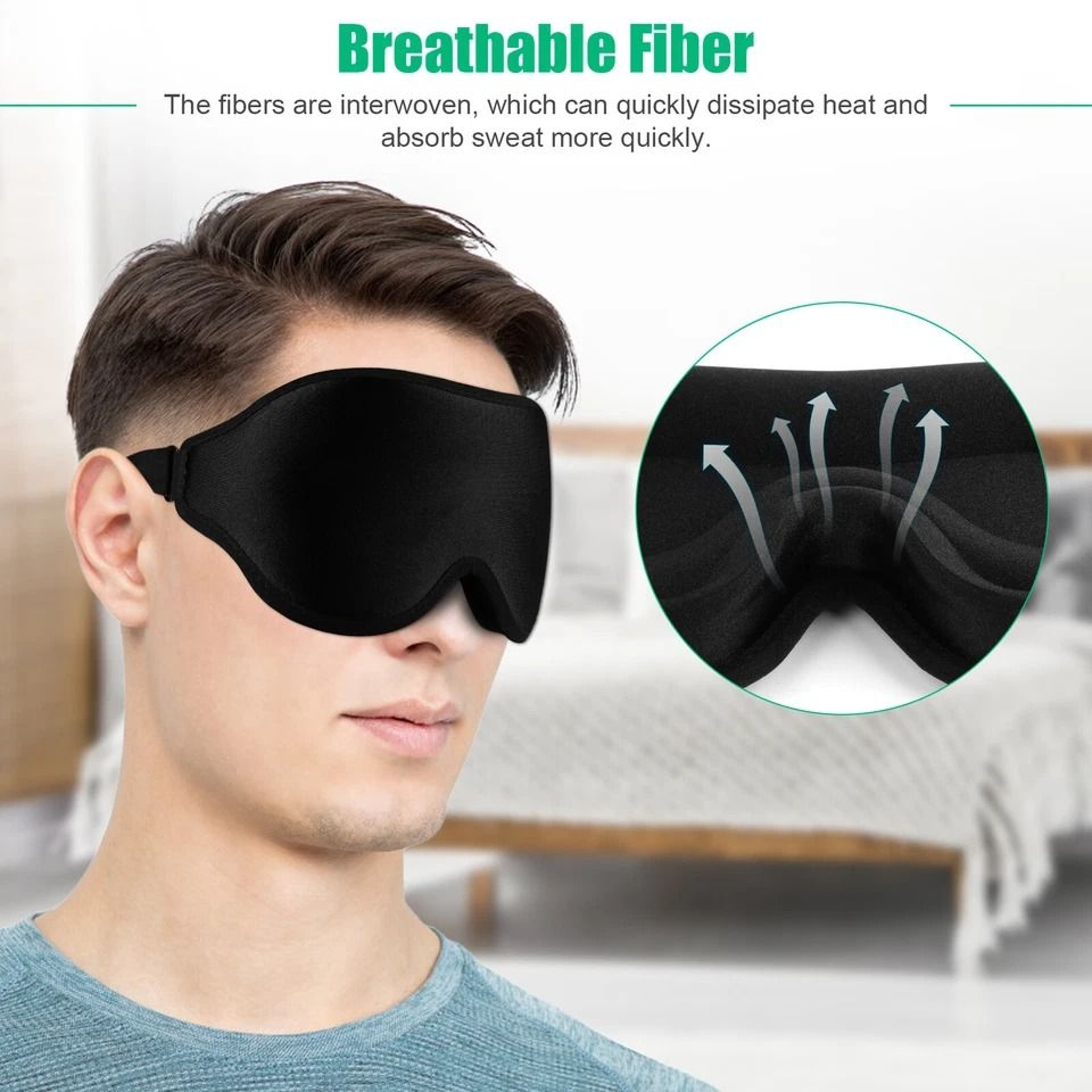 Blackout Sleep Mask Soft Silk Travel Eye Cover Memory Foam Padded Shade Adjustable For Relaxation 3
