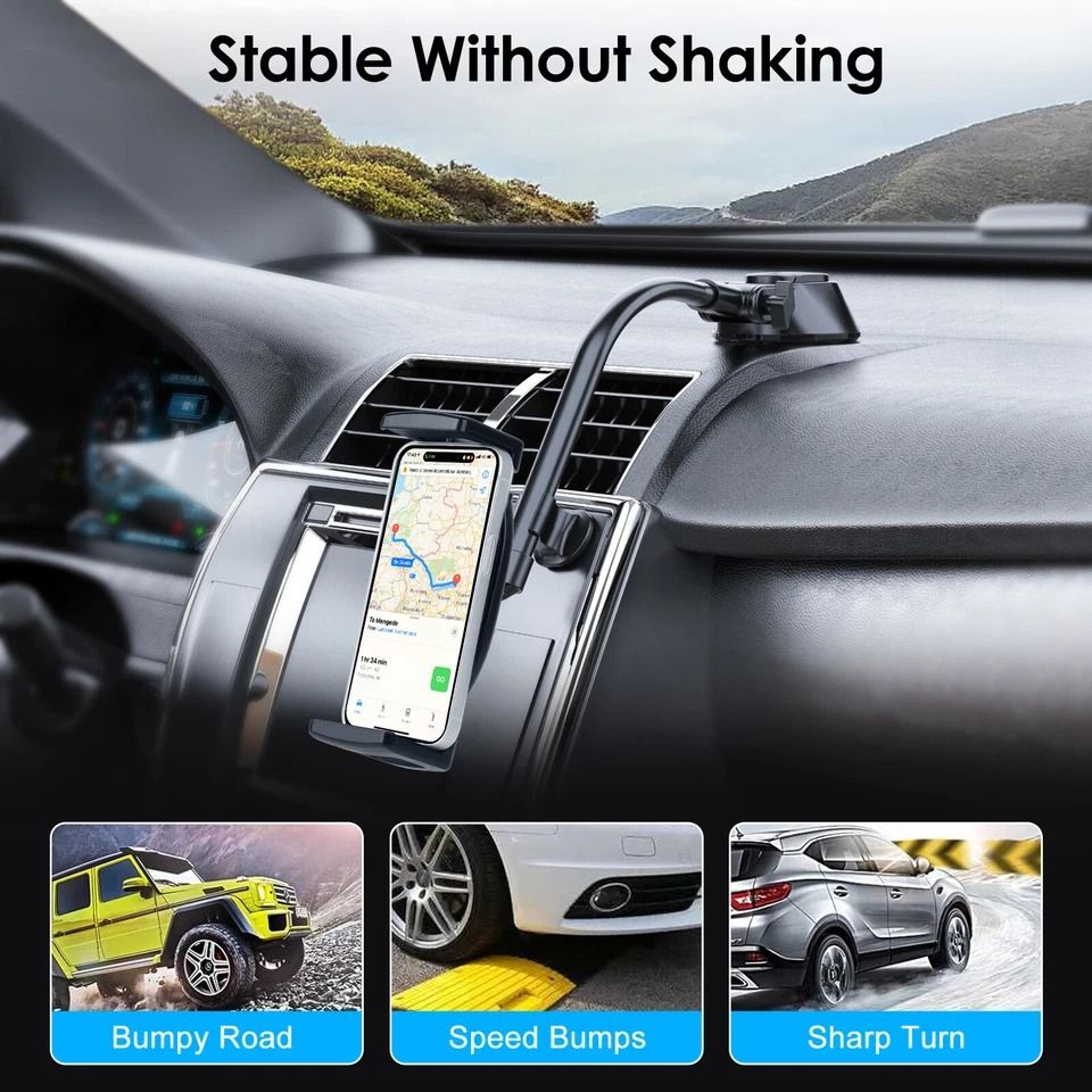 Adjustable Car Tablet Holder For Phones IPad Windshield Gooseneck Mount 360 Rotation Dashboard Phon 1