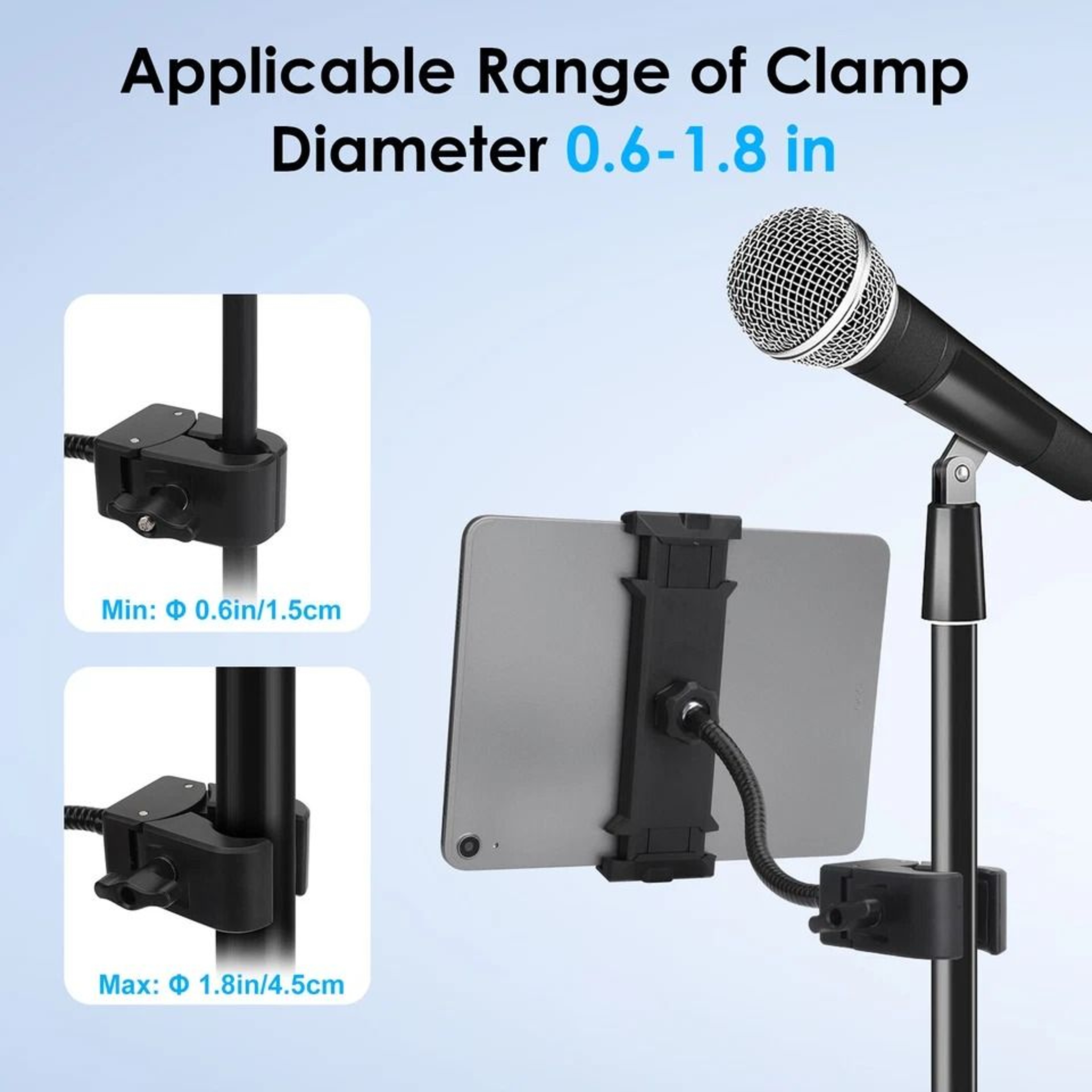 Universal Tablet Holder For Treadmill Exercise Bike Gooseneck Clamp For IPad Phone 6