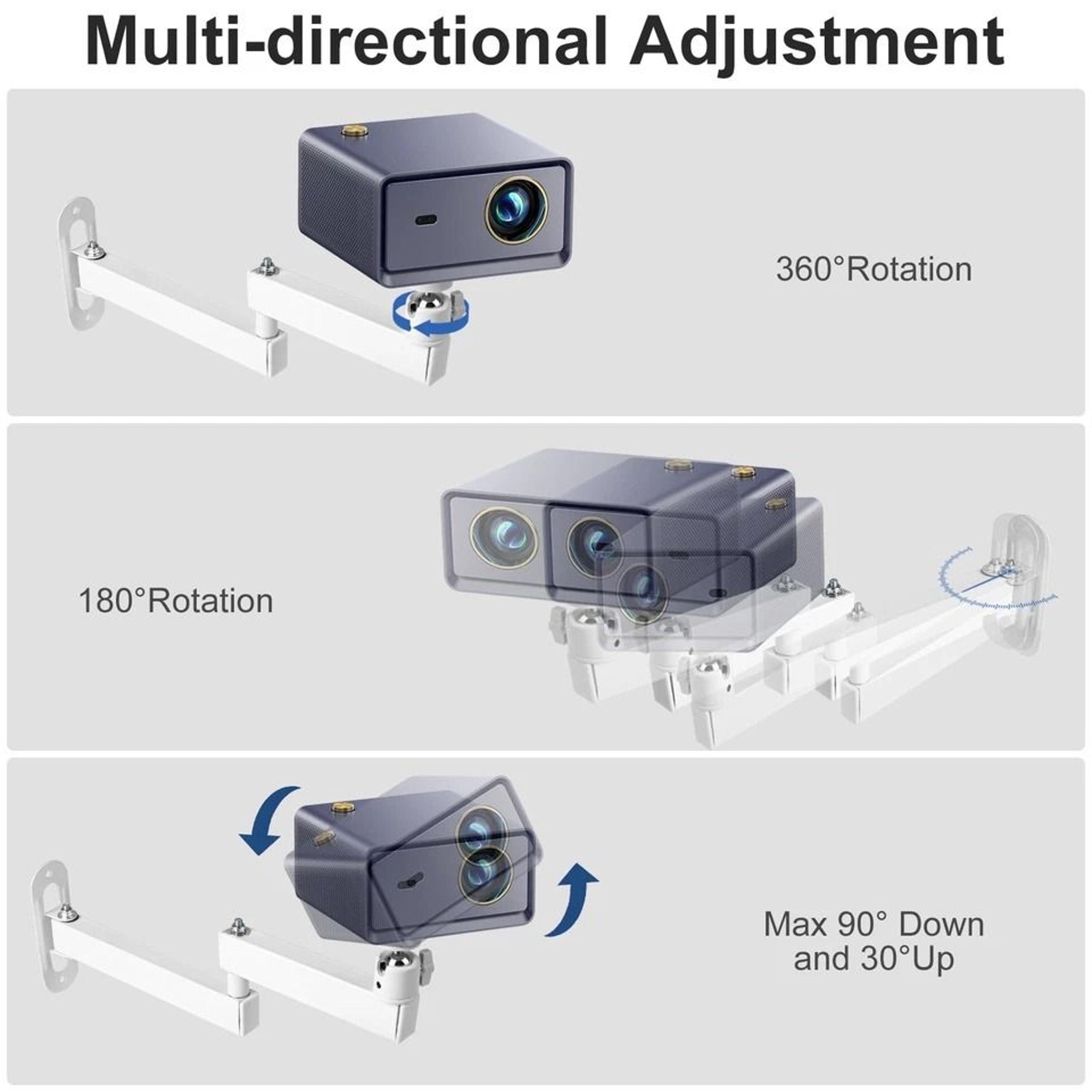 Rotation Foldable Projector Wall  Ceiling Mount Adjustable Aluminum Alloy Universal Compatibility F 5