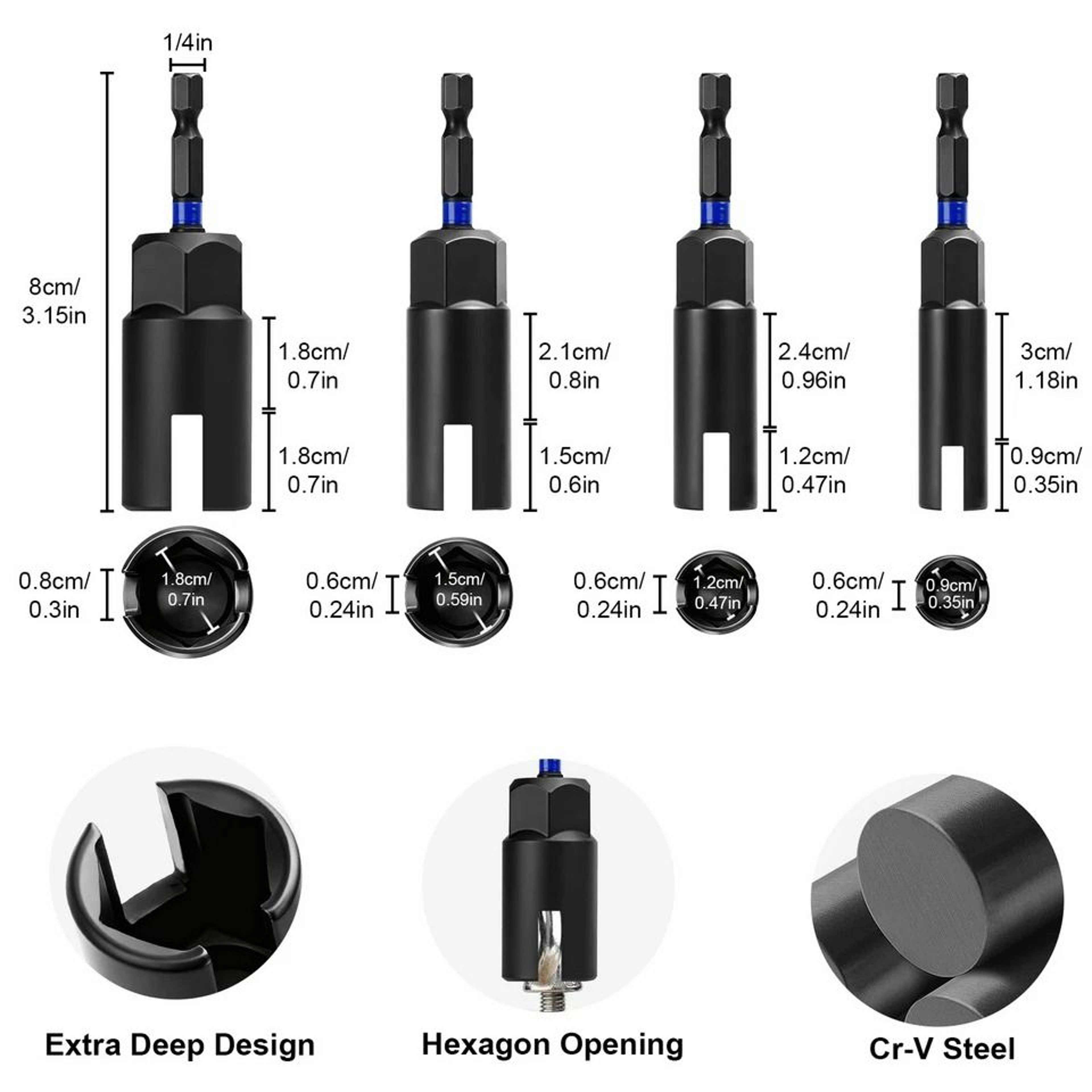 Wing Nut Driver With Keychain Holder 918mm Quick Change Hex Shank For Drills Bolts And Eye Bolts 7