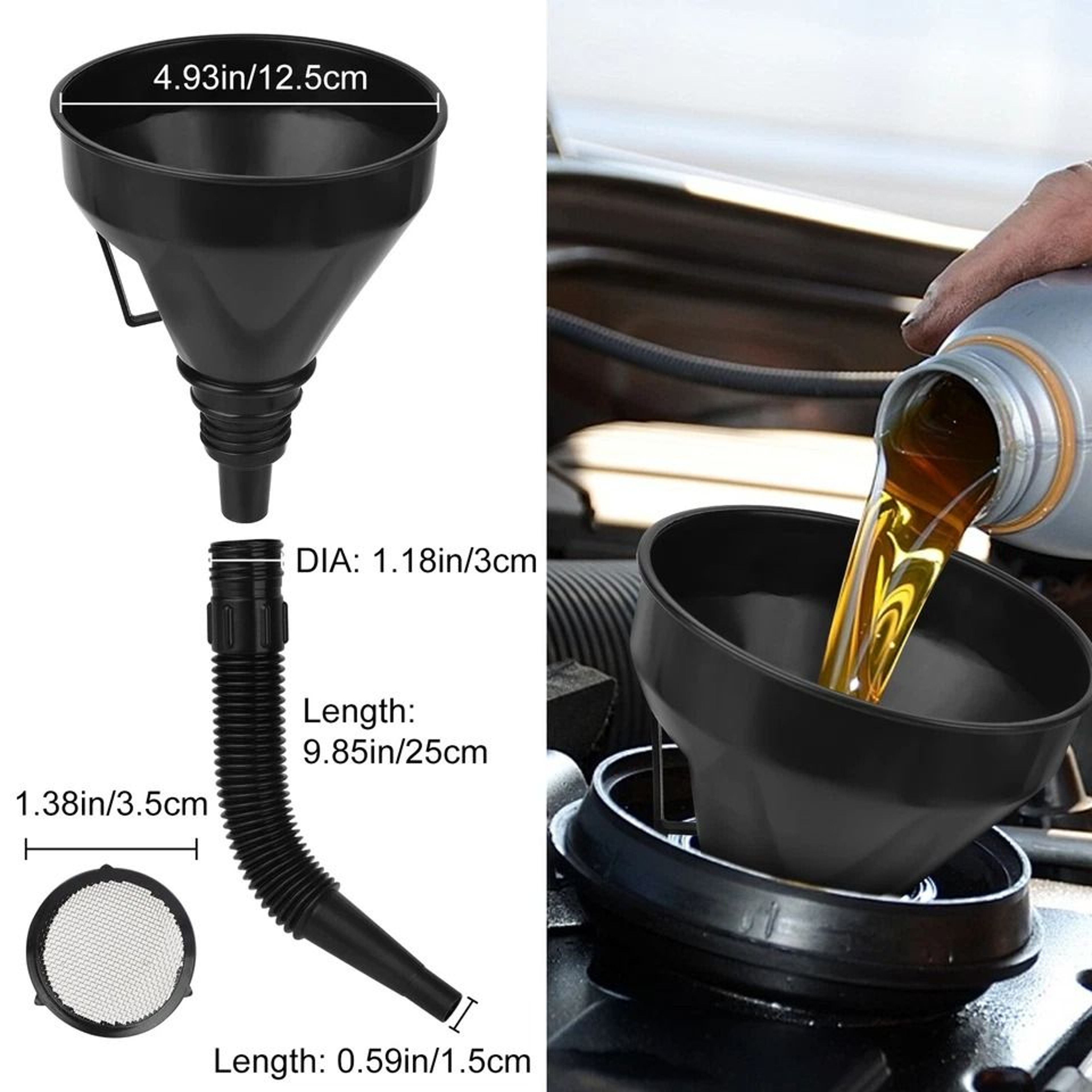 Flexible Plastic Fuel Funnel Long Neck Oil Funnel Snap Funnel For Easy SpillFree Filling For Vehicl 5