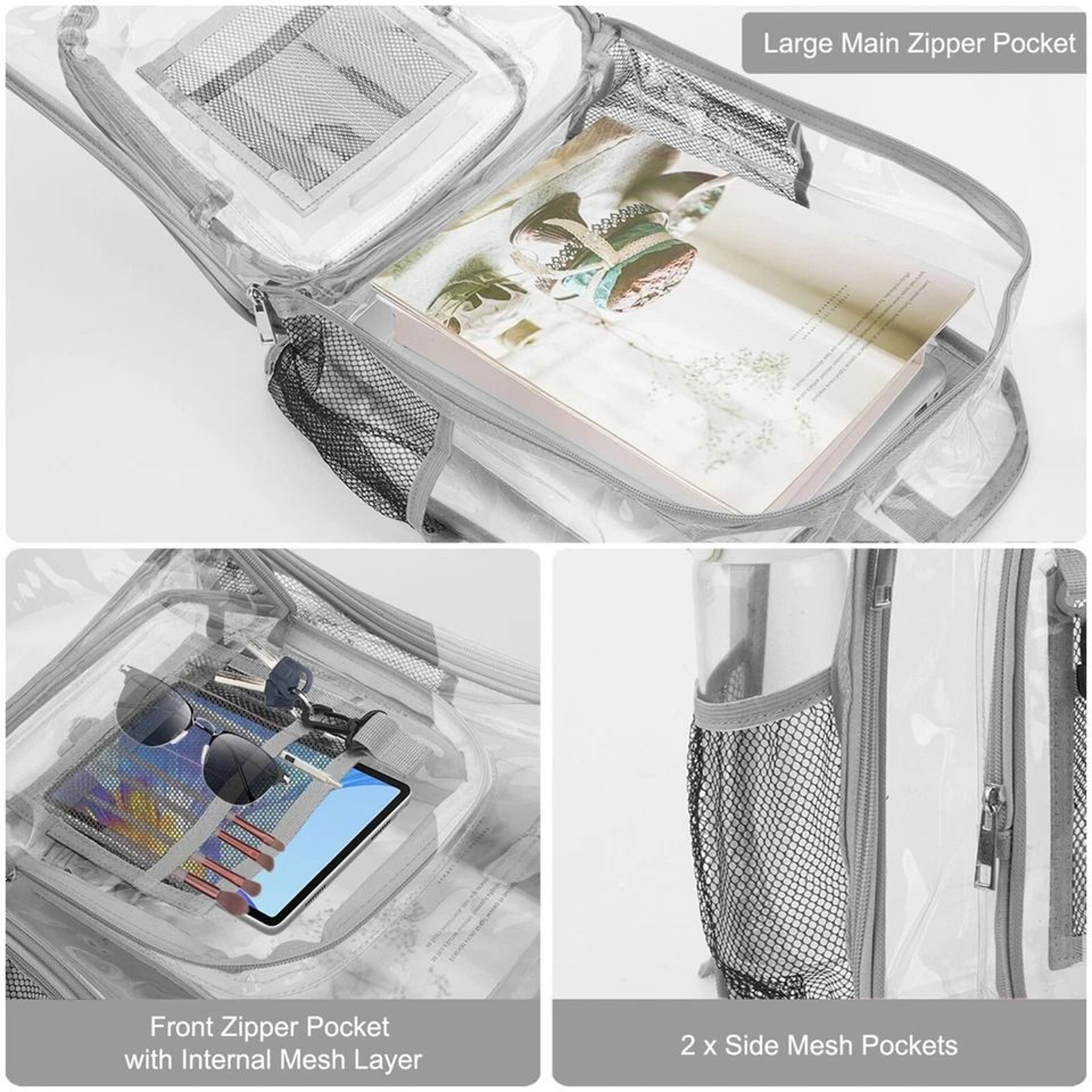 Waterproof Clear Backpack Heavy Duty SeeThrough Stadium Approved Backpack For School Travel Work An 2
