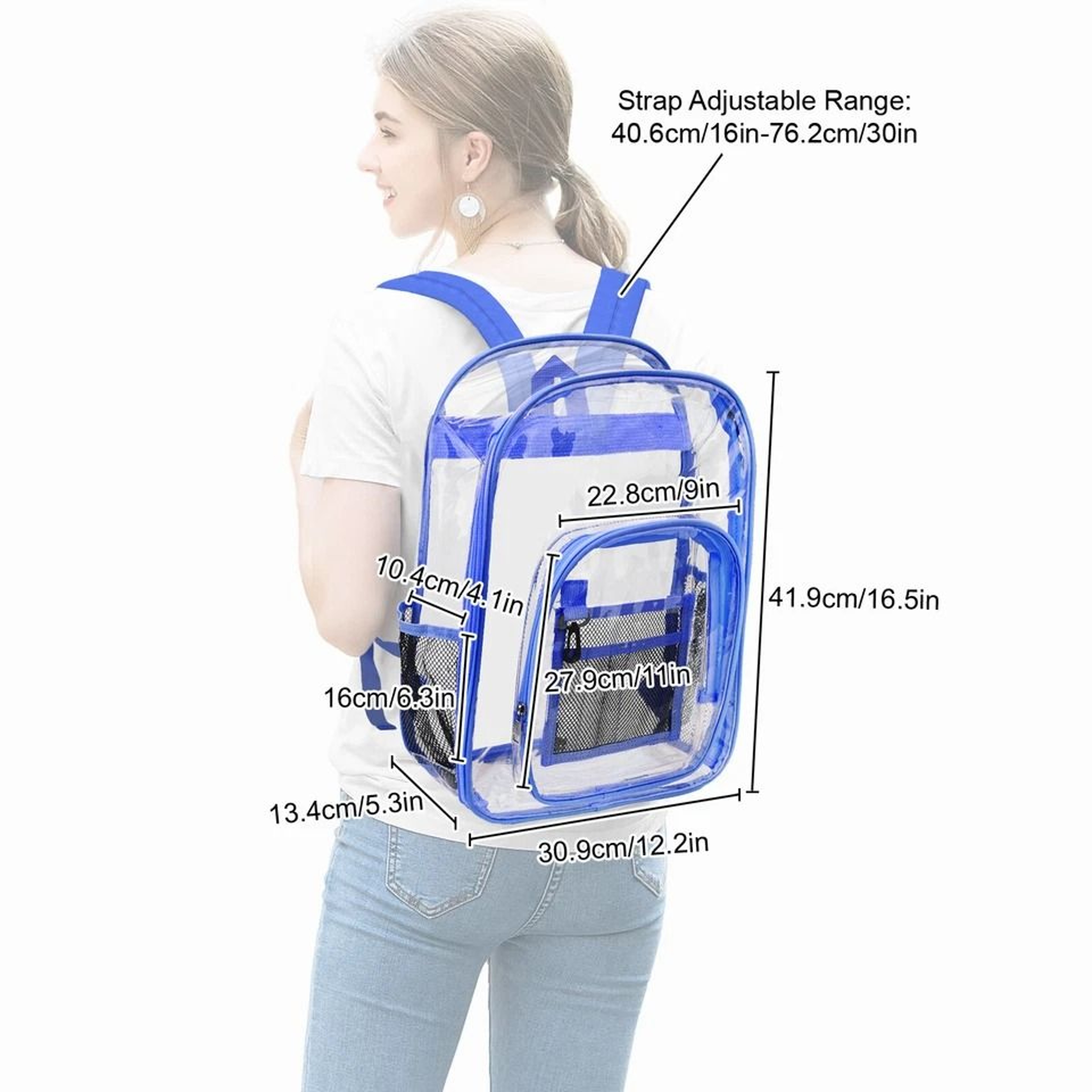 Waterproof Clear Backpack Heavy Duty SeeThrough Stadium Approved Backpack For School Travel Work An 4