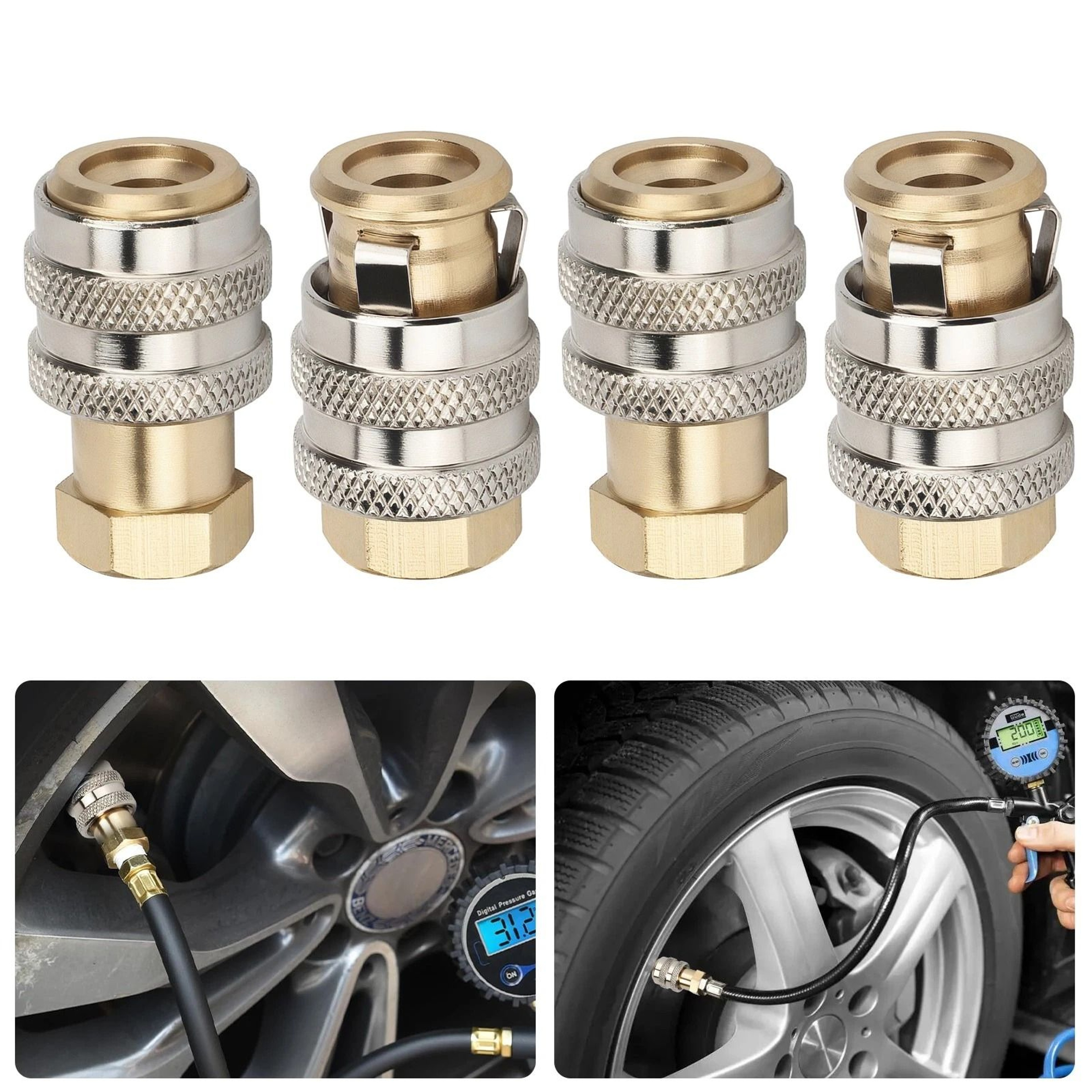 Brass PSI Air Chuck  Open Flow FNPT Tire Inflator Adapter HeavyDuty Nozzle For Motorcycles  Trucks 0