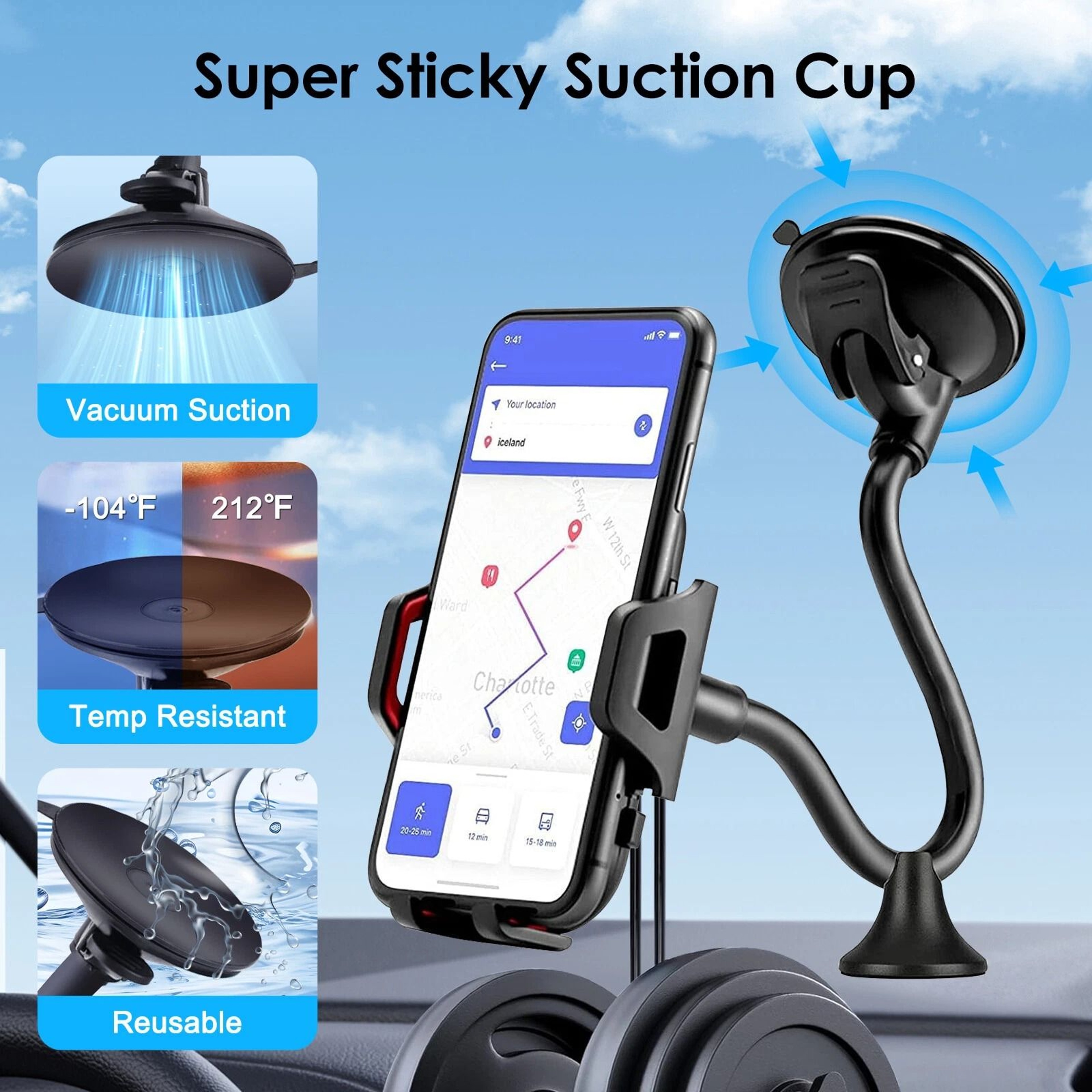 Universal Car Dashboard Mount Holder Windshield Cradle Stand For Smartphones IPhone Samsung LG Pixe 1