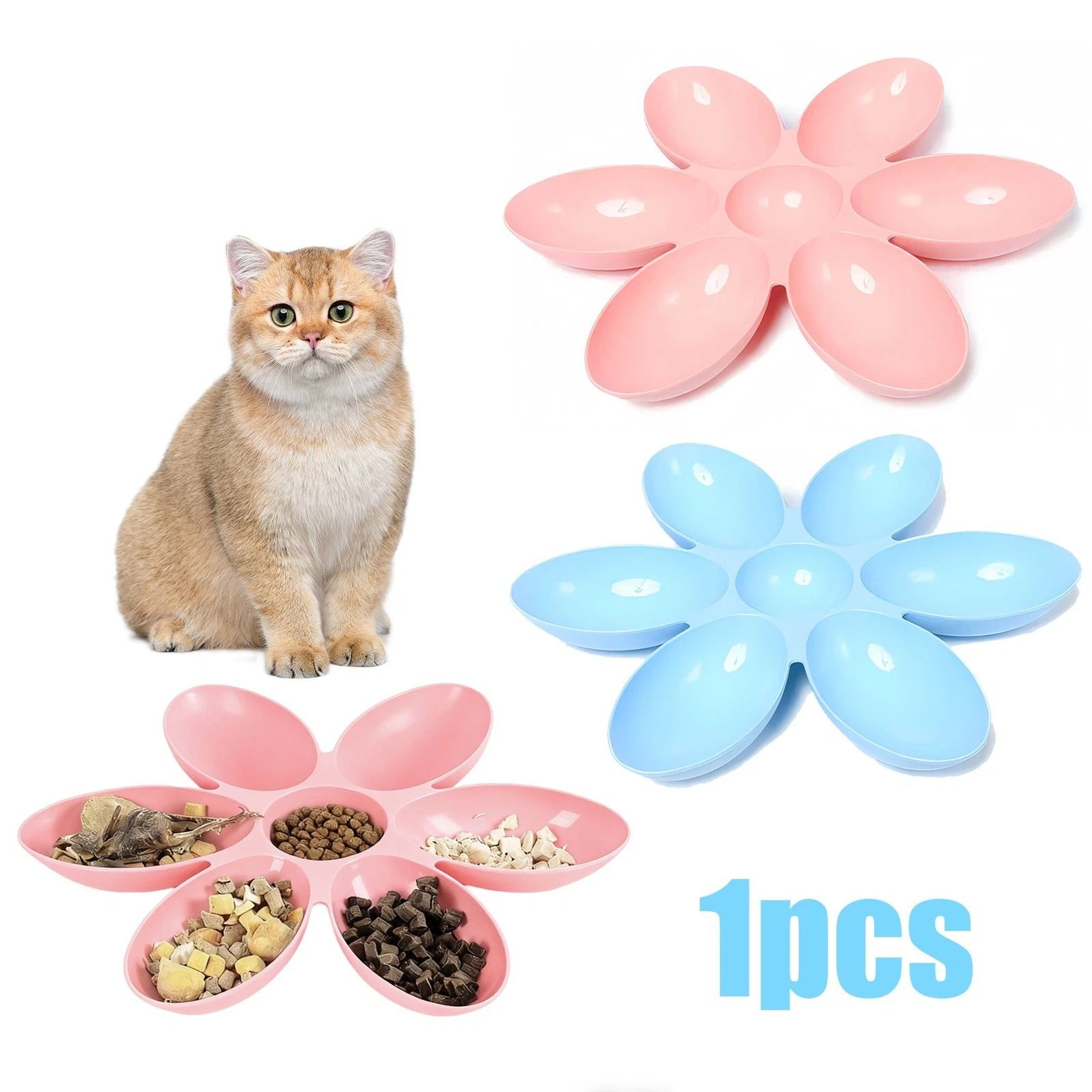 Flower Design Pet Bowl For Cats And Small Dogs Compartments Portion Control Easy Clean NonToxic Pla 4