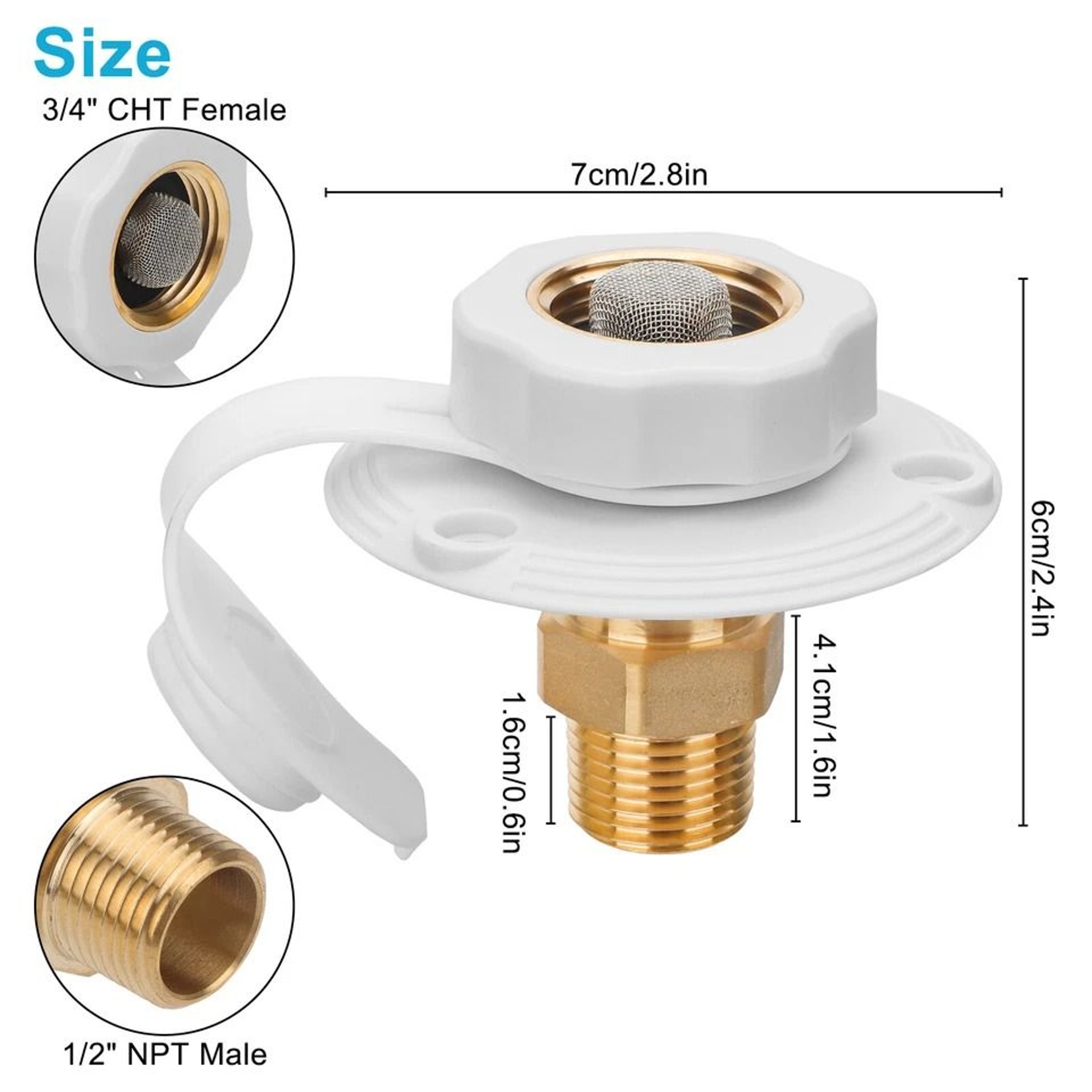 Brass RV City Water Inlet Inlet Connection Flange For Trailer Marine Brass Check Valve 1