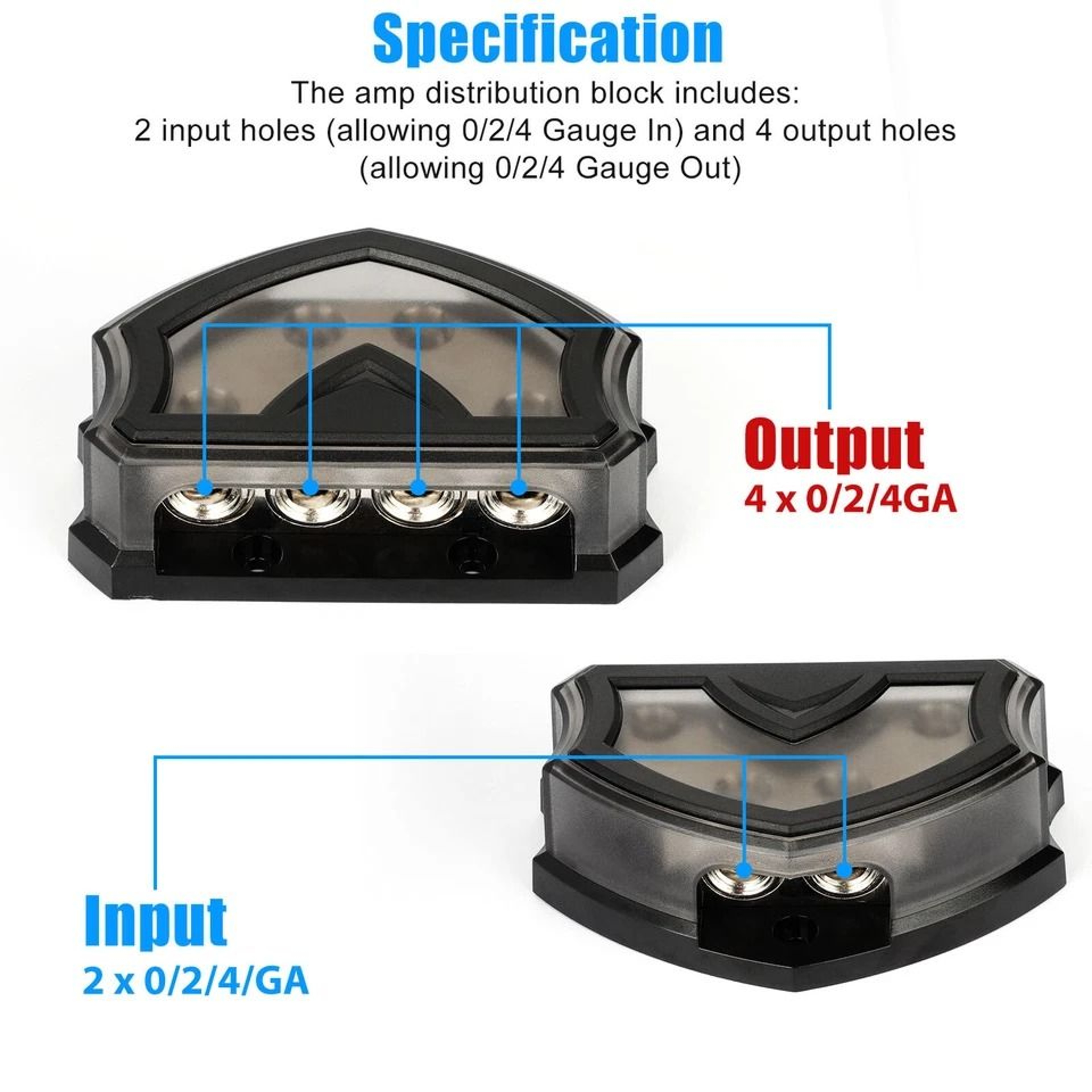 HighQuality Way Car Audio Power Ground Distribution Block Gauge Input And Output Block For Audio Sy 6