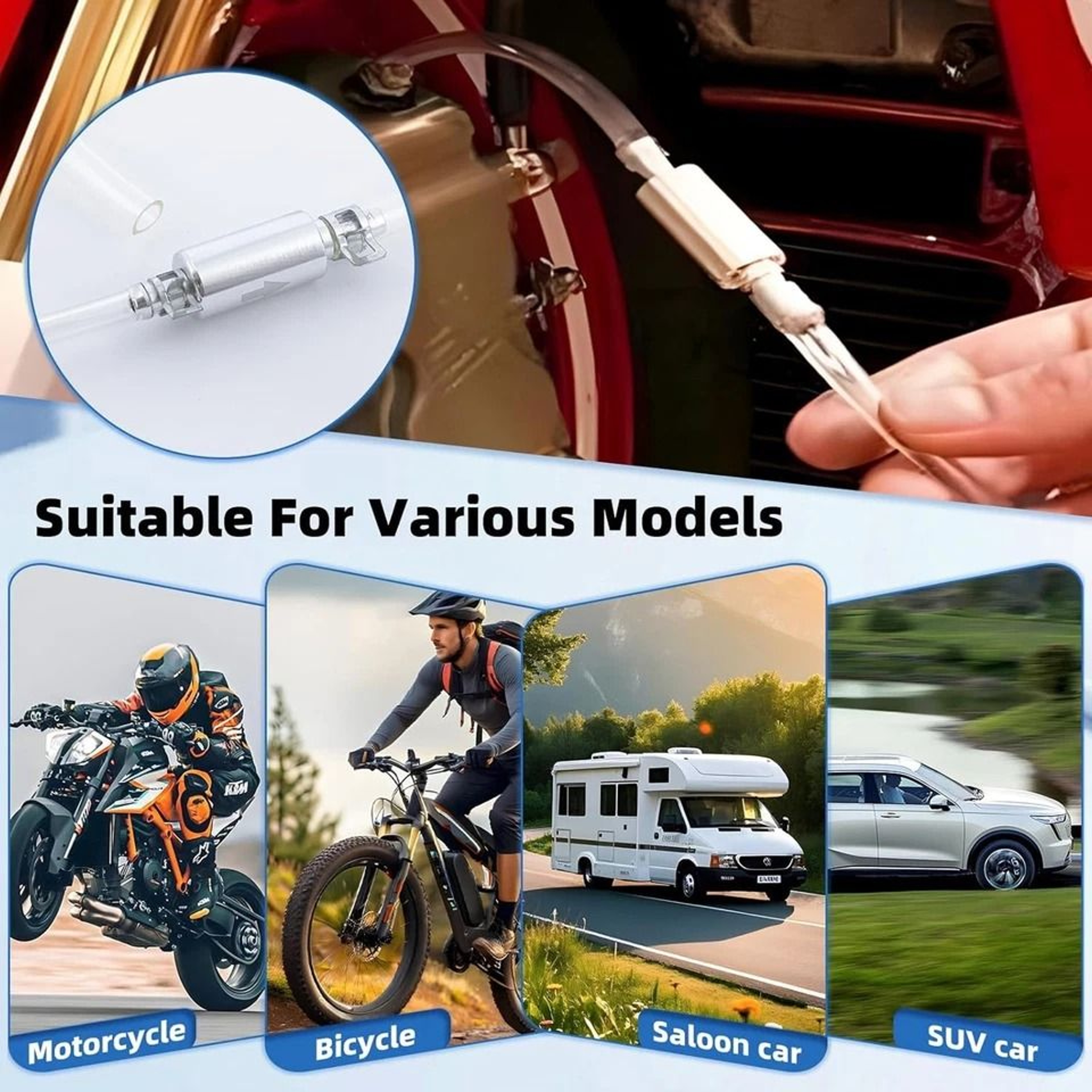 Brake Bleeder Hose Kit One Way Check Valve Tube Efficient Tool For Motorcycle And Car Brake Fluid B 6