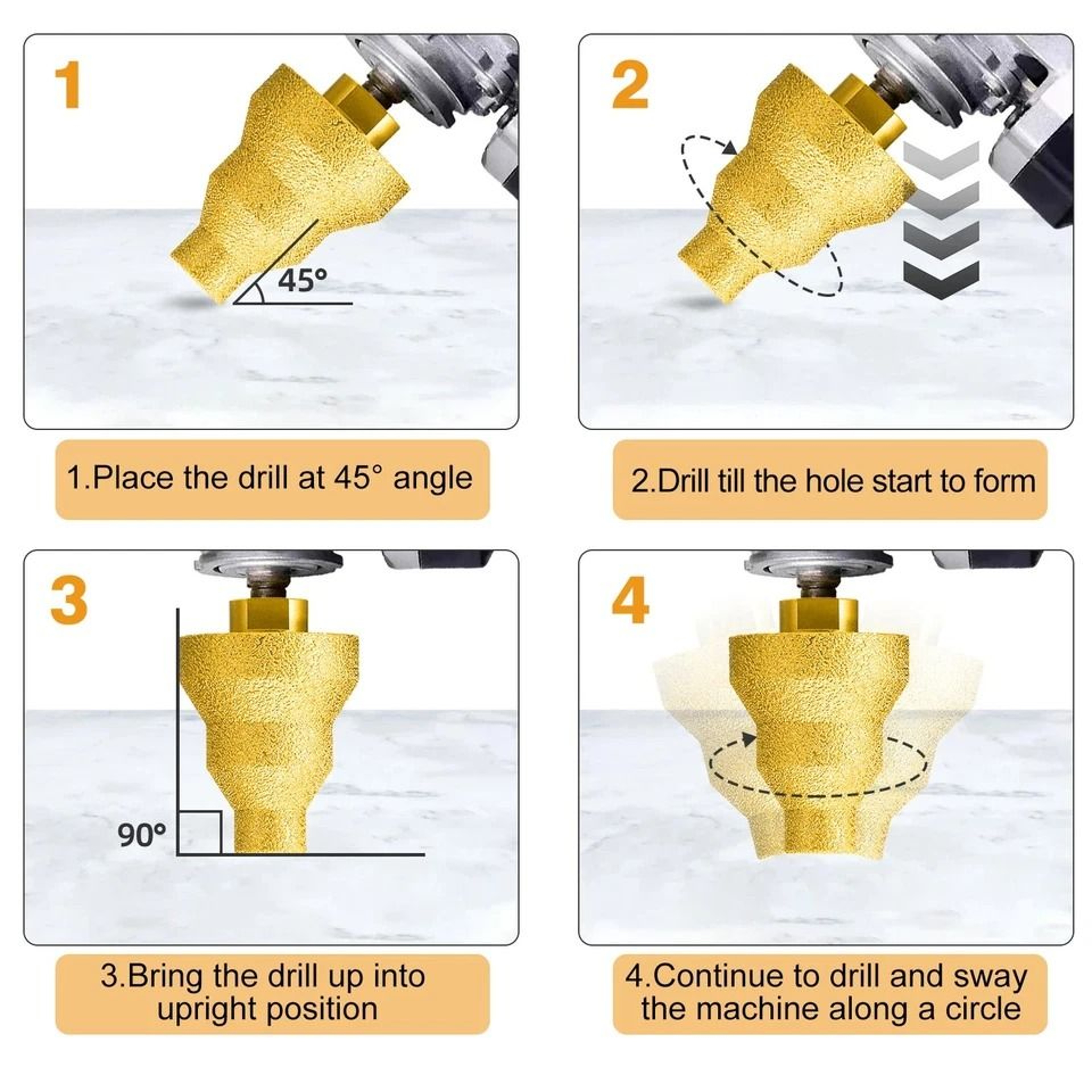 Pagoda Drill Bit Diamond Core Stepped Thread Hole Enlarger For Tile Concrete MultiSize Professional 4