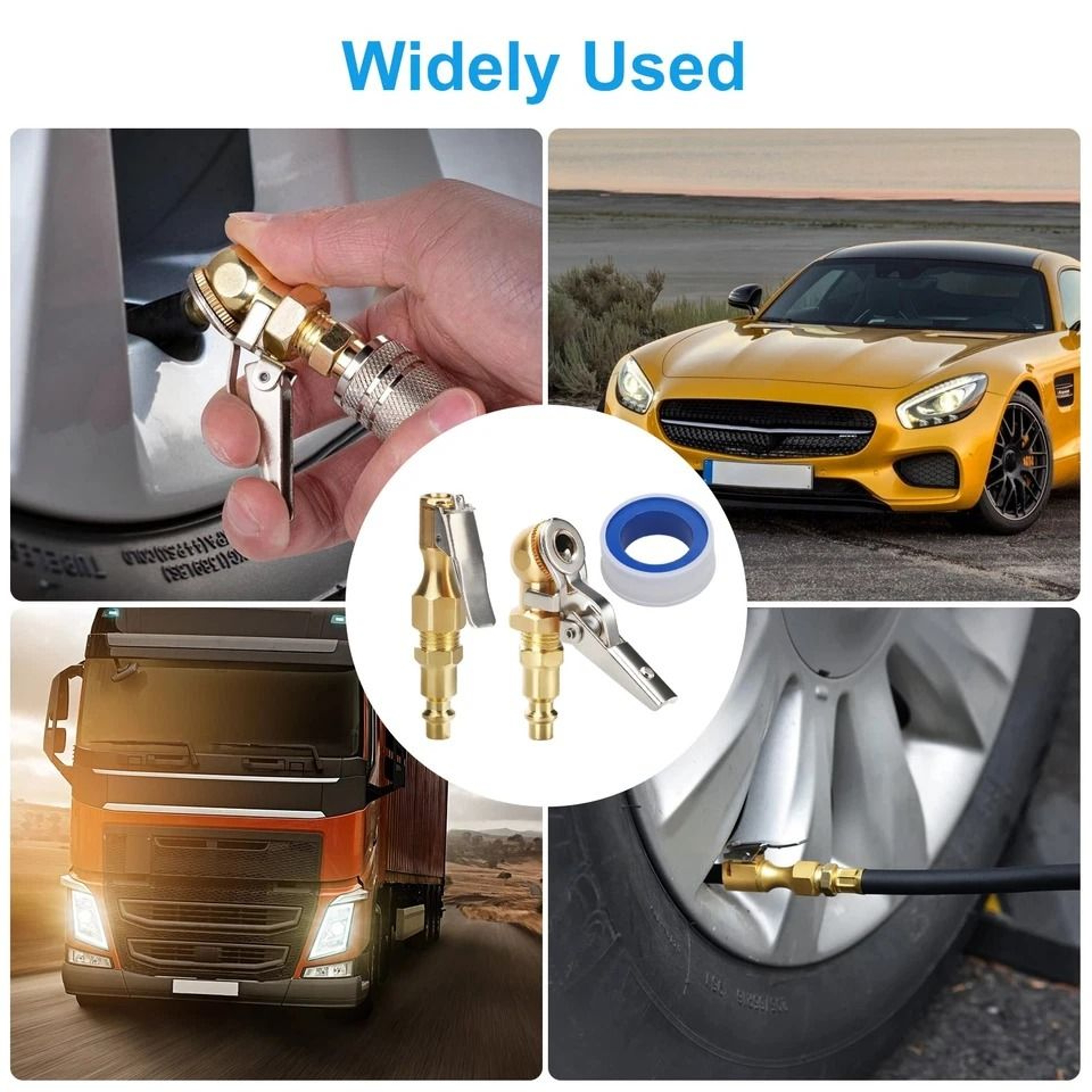 Air Chuck For Tire Inflators Brass Closed Flow Clip MNPT Quick Plug Tire Compressor Accessory 6