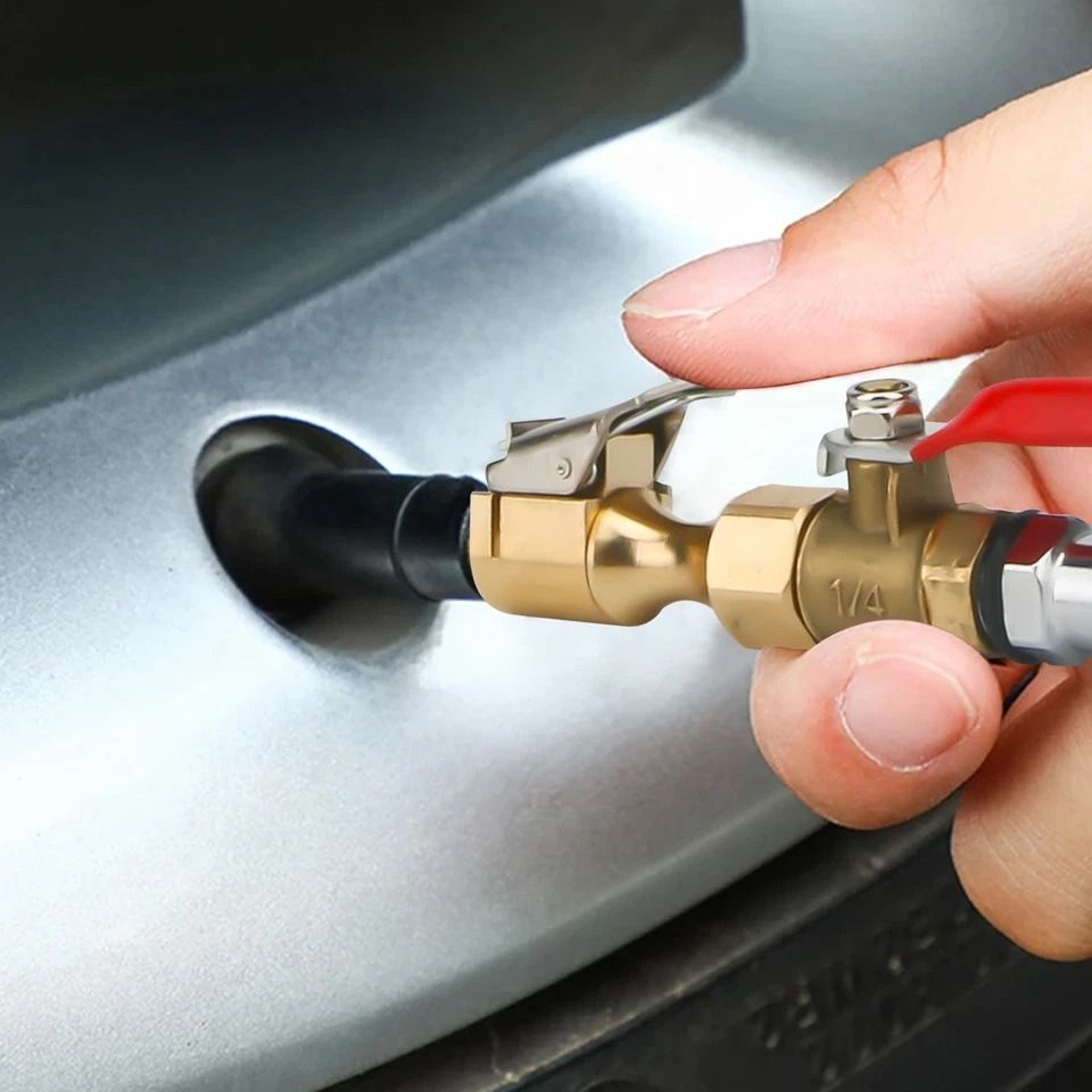 Precision LockOn Tire Chuck Brass Air Compressor Valve Rapid Inflate  Deflate 0