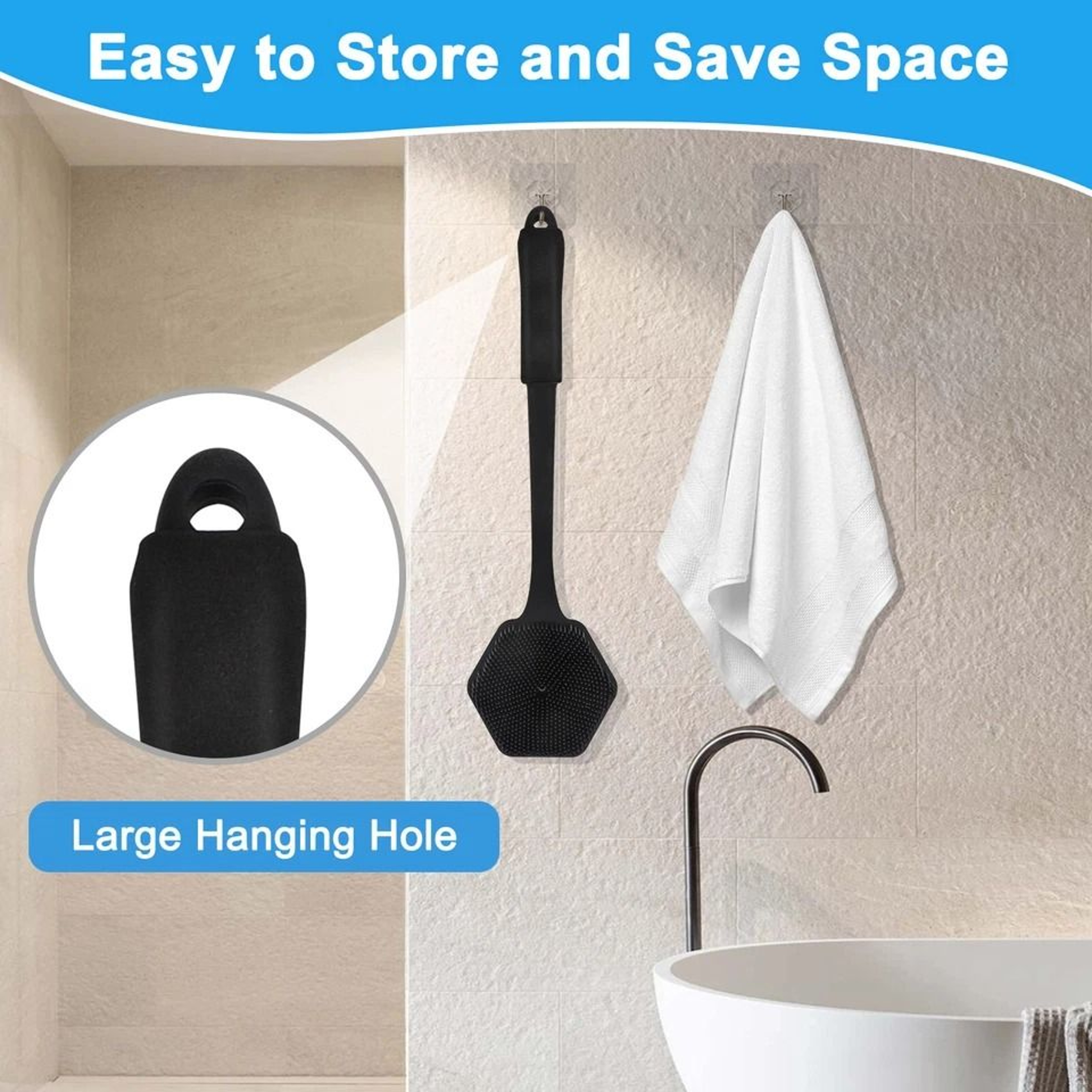 DoubleSided Silicone Bath Brush For Body Long Handle Back Scrubber For Shower Exfoliating  Massage