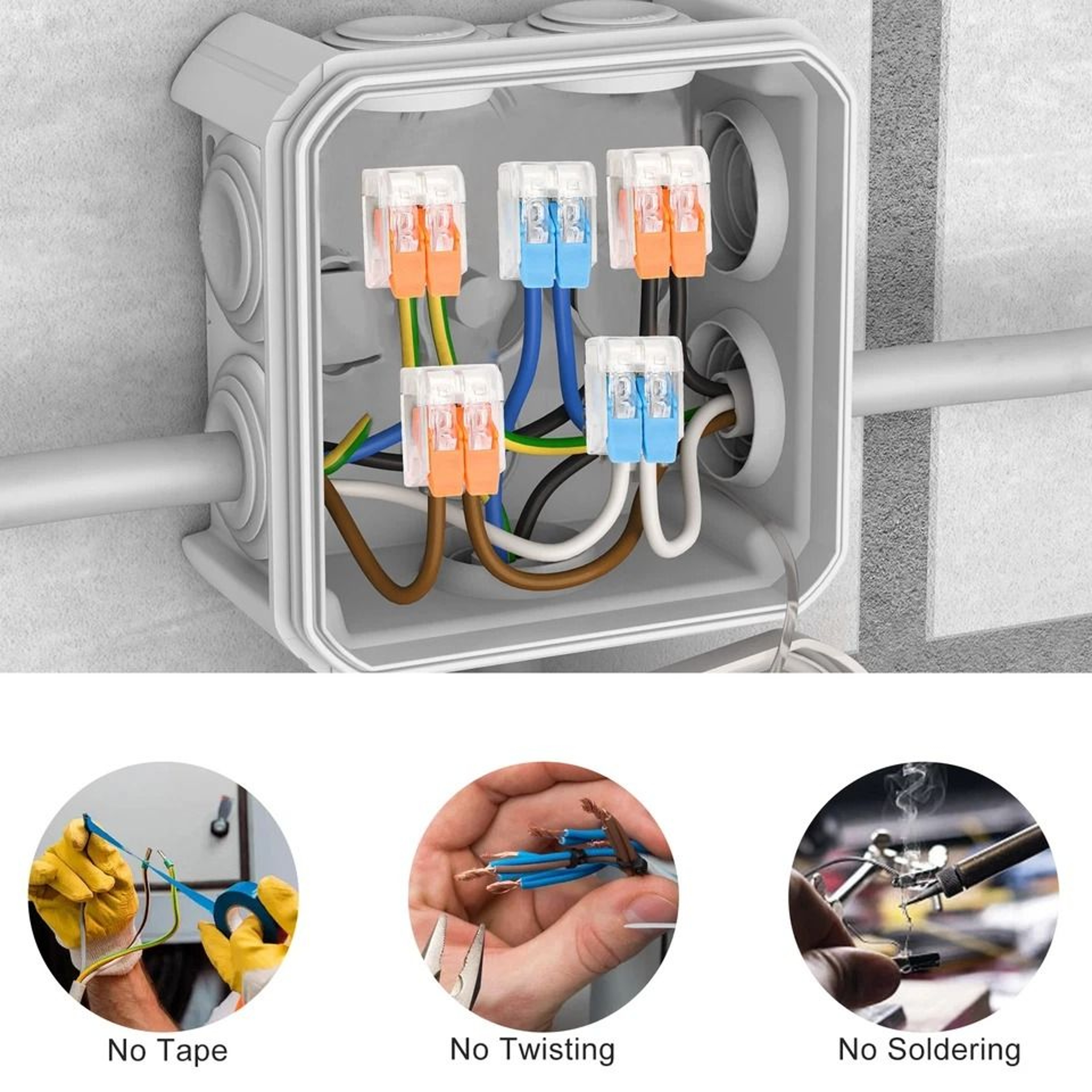 Lever Wire Connector Kit Reusable Electrical Connection Block For Solid  Stranded Wire Easy 5