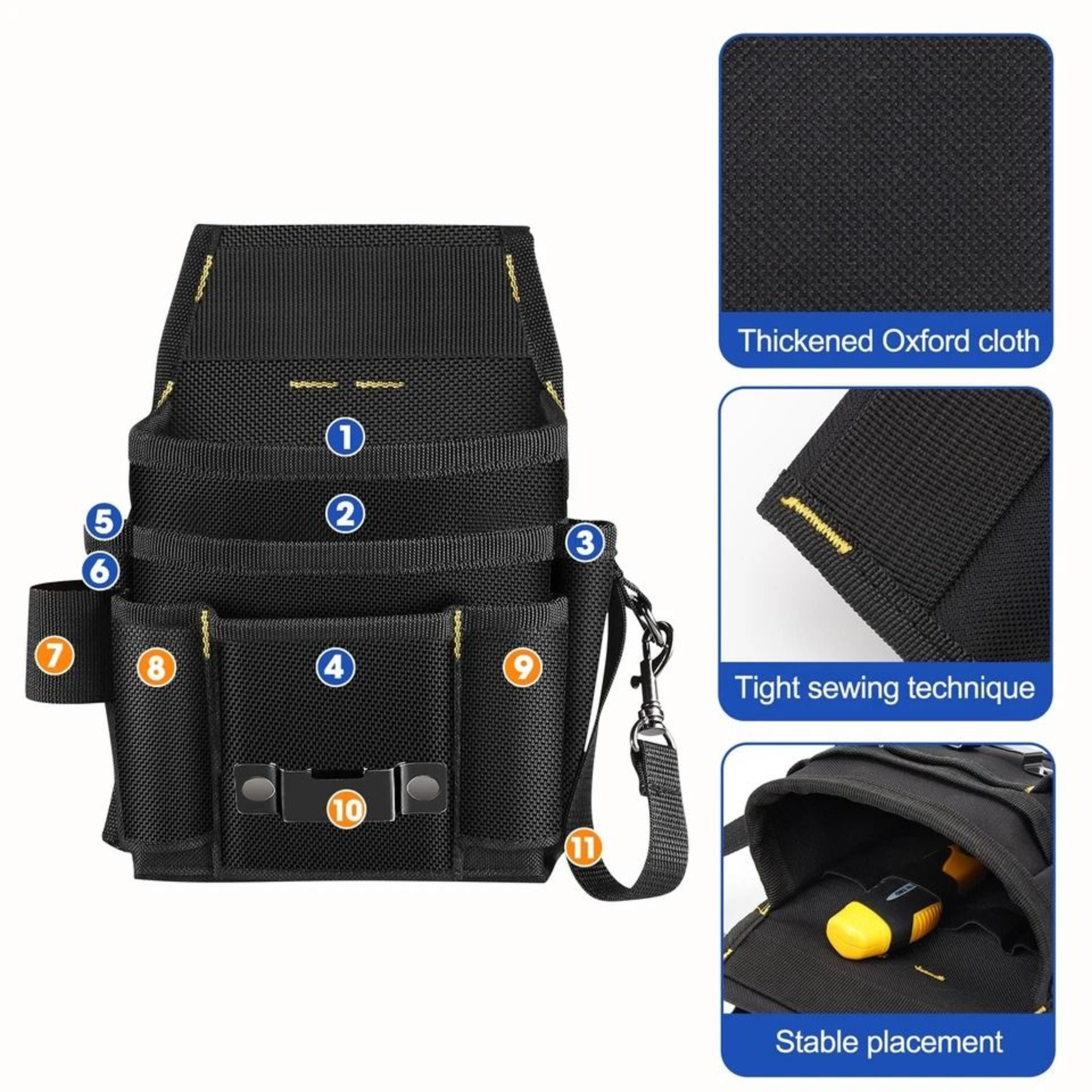 Waterproof HeavyDuty Tool Waist Bag Adjustable Belt Pouch Tool Organizer For Home Repair DIY And Co 2