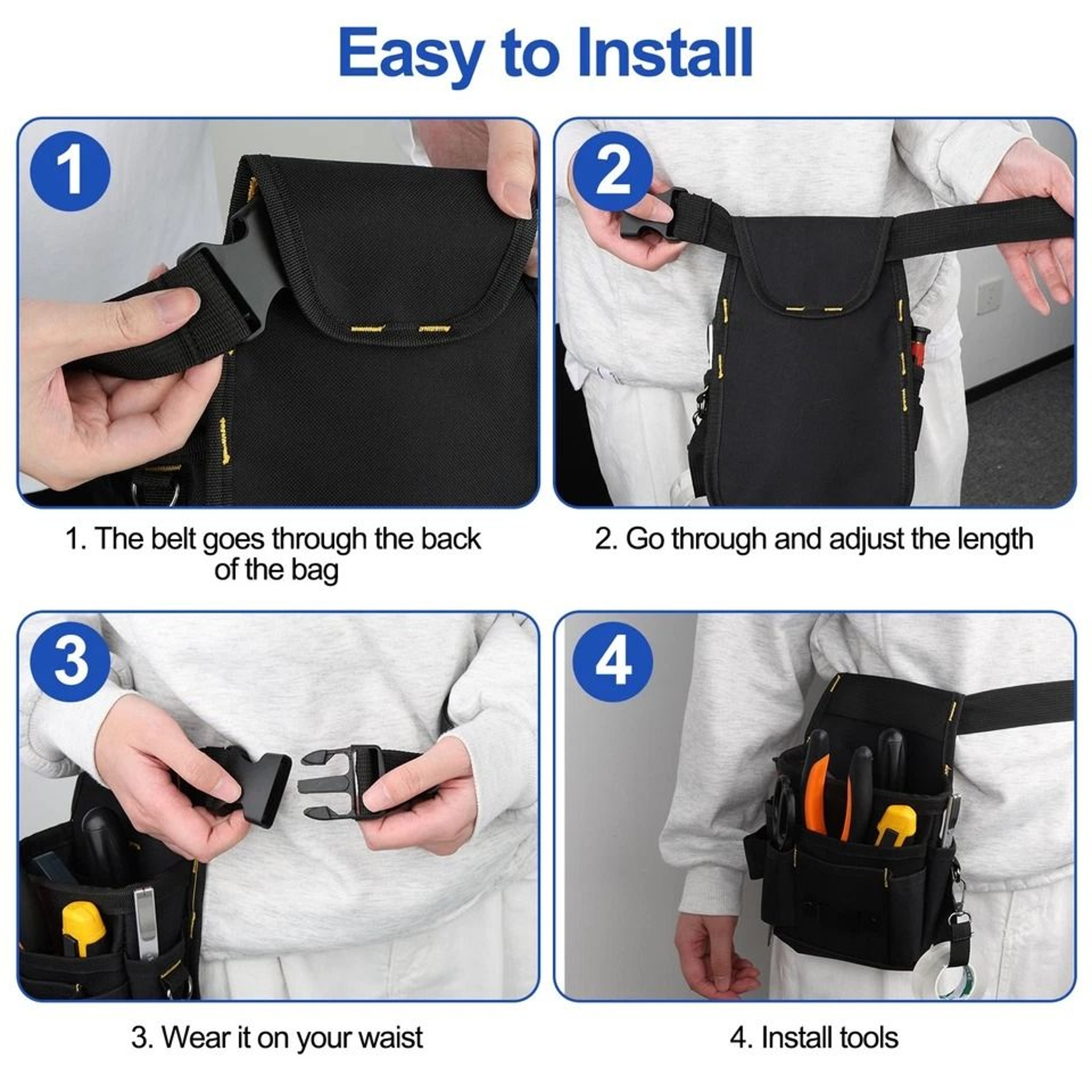 Waterproof HeavyDuty Tool Waist Bag Adjustable Belt Pouch Tool Organizer For Home Repair DIY And Co 3