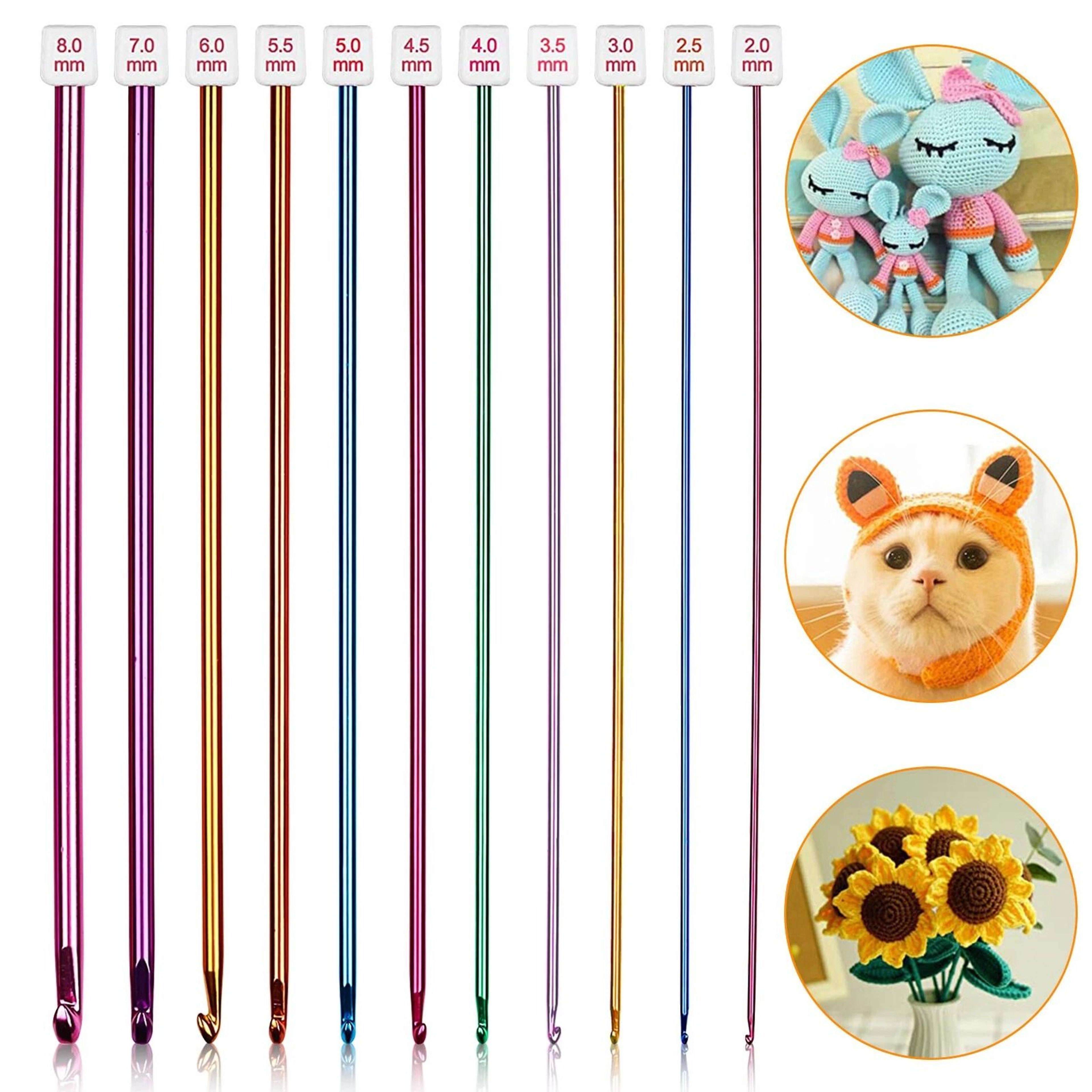Tunisian Crochet Hooks Set Multicolor Crochet Needles Aluminum Ergonomic 0