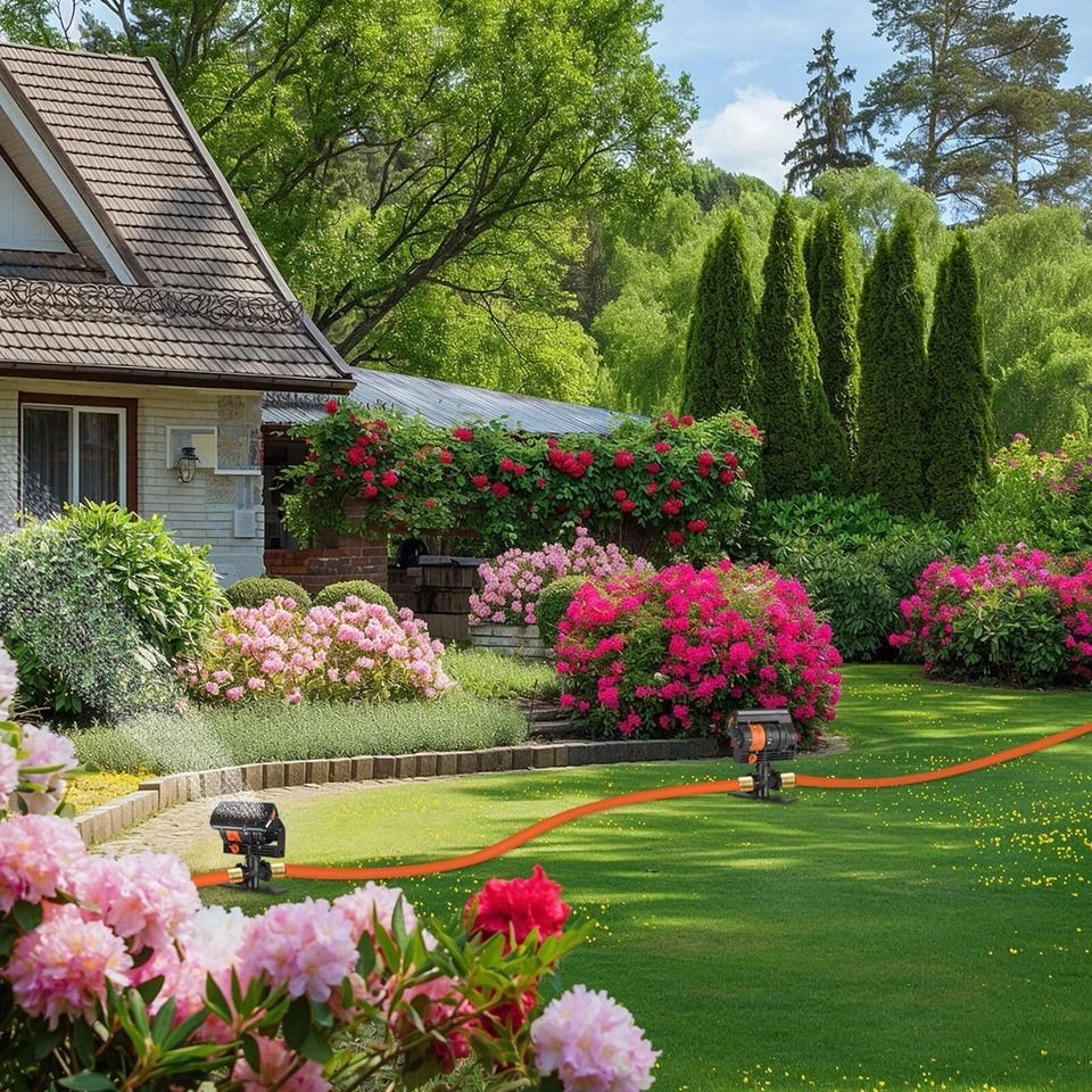 Auto Oscillating Spray Lawn Sprinkler Adjustable Garden Watering System For Grass Large Area Irriga 5