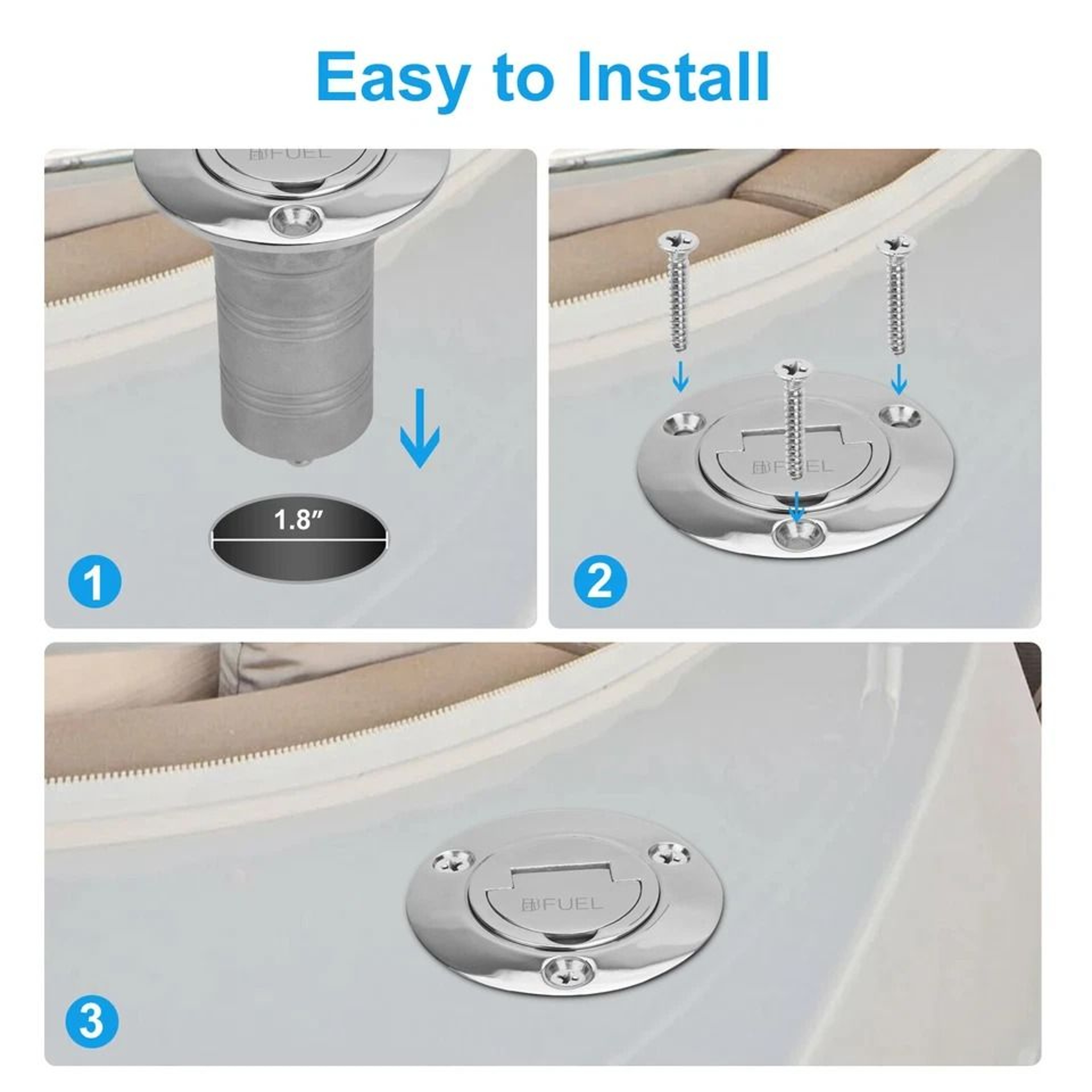Keyless Cap Fuel Deck Filler Stainless Steel Marine Hardware For Boats Yachts Fishing Vessels 4