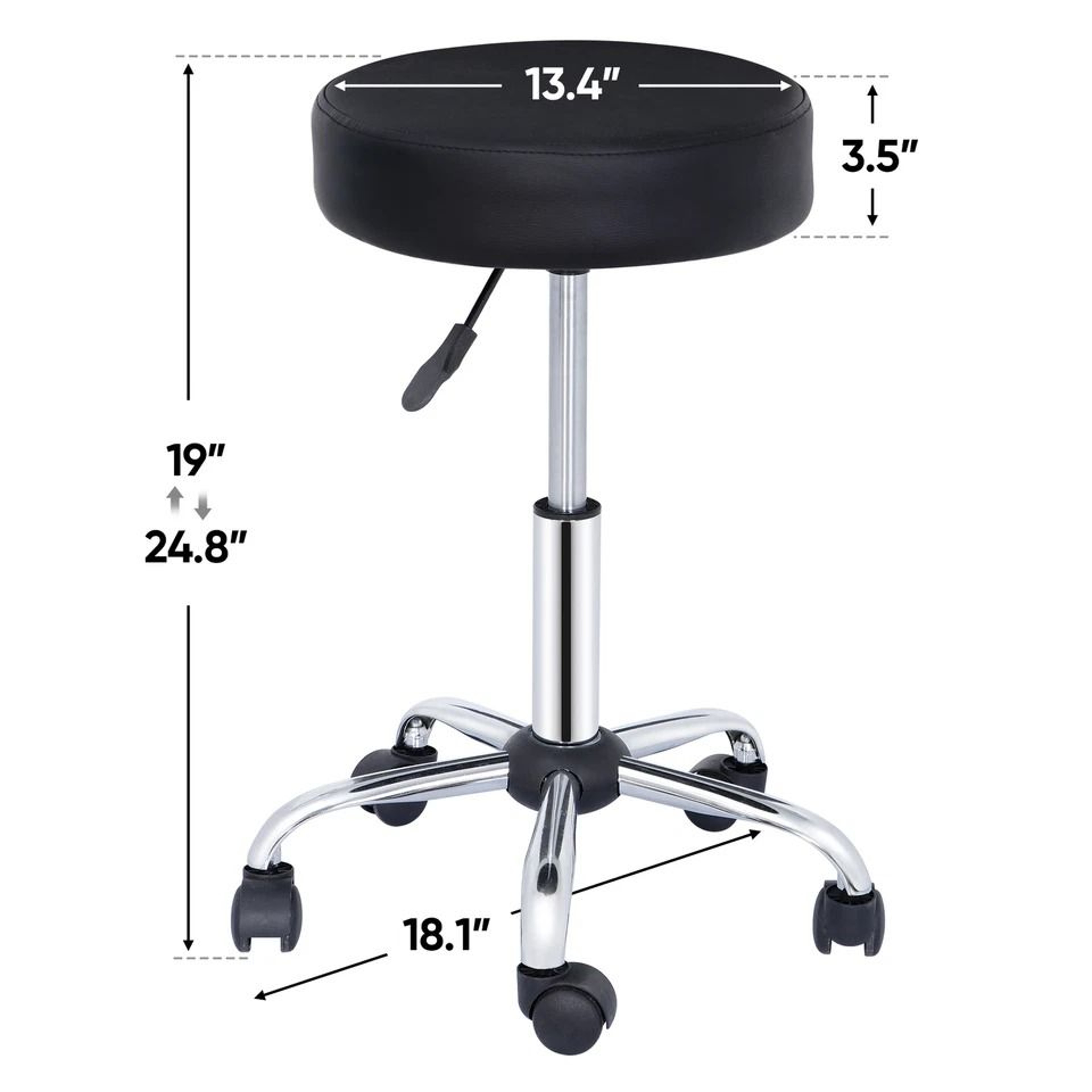 Adjustable Hydraulic Rolling Stool Swivel Tattoo Chair Office Chair Black Swivel Salon Stool Height 6