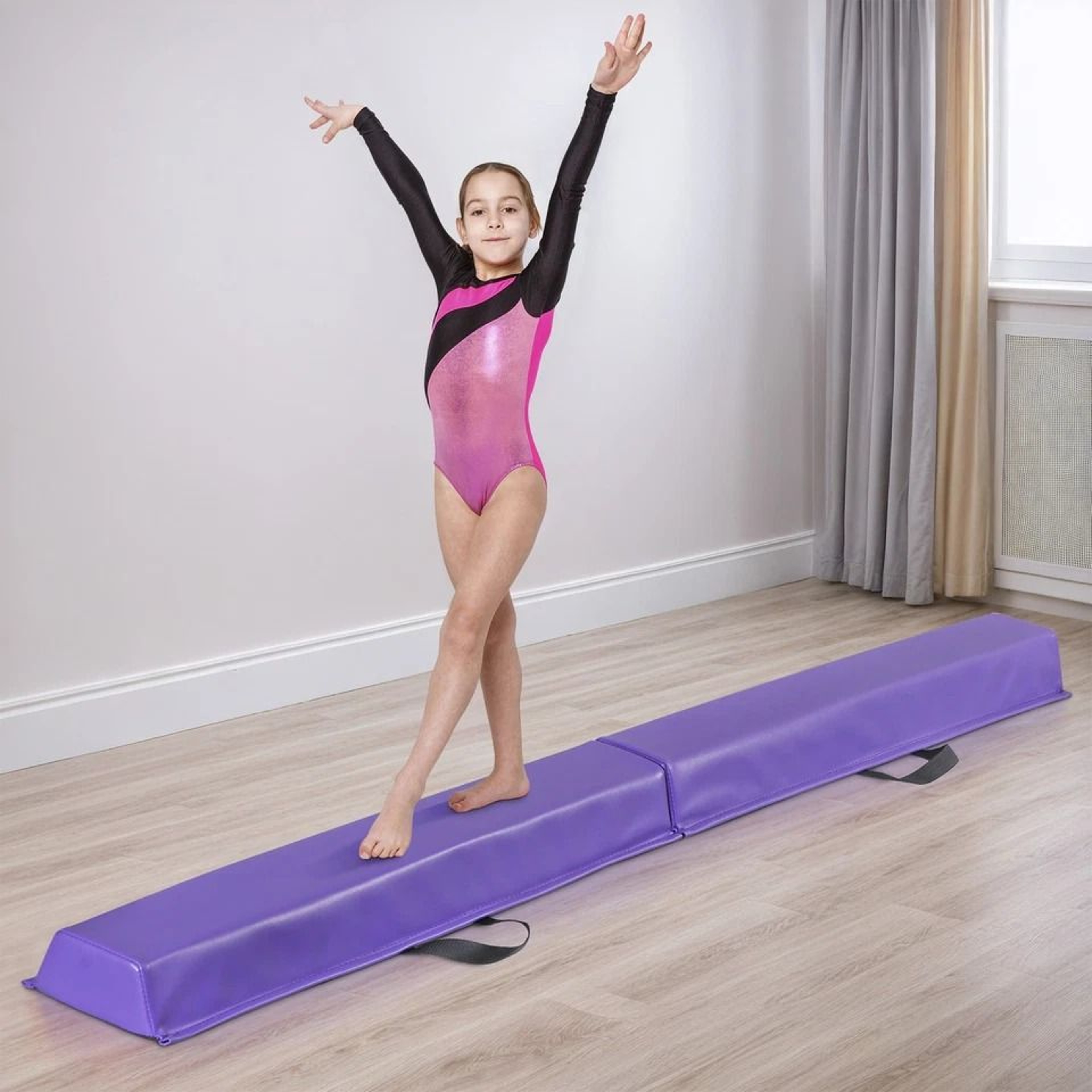 Folding Balance Beam Floor Gymnastics Equipment For Kids NonSlip Base PVC Fabric For Home Use 10