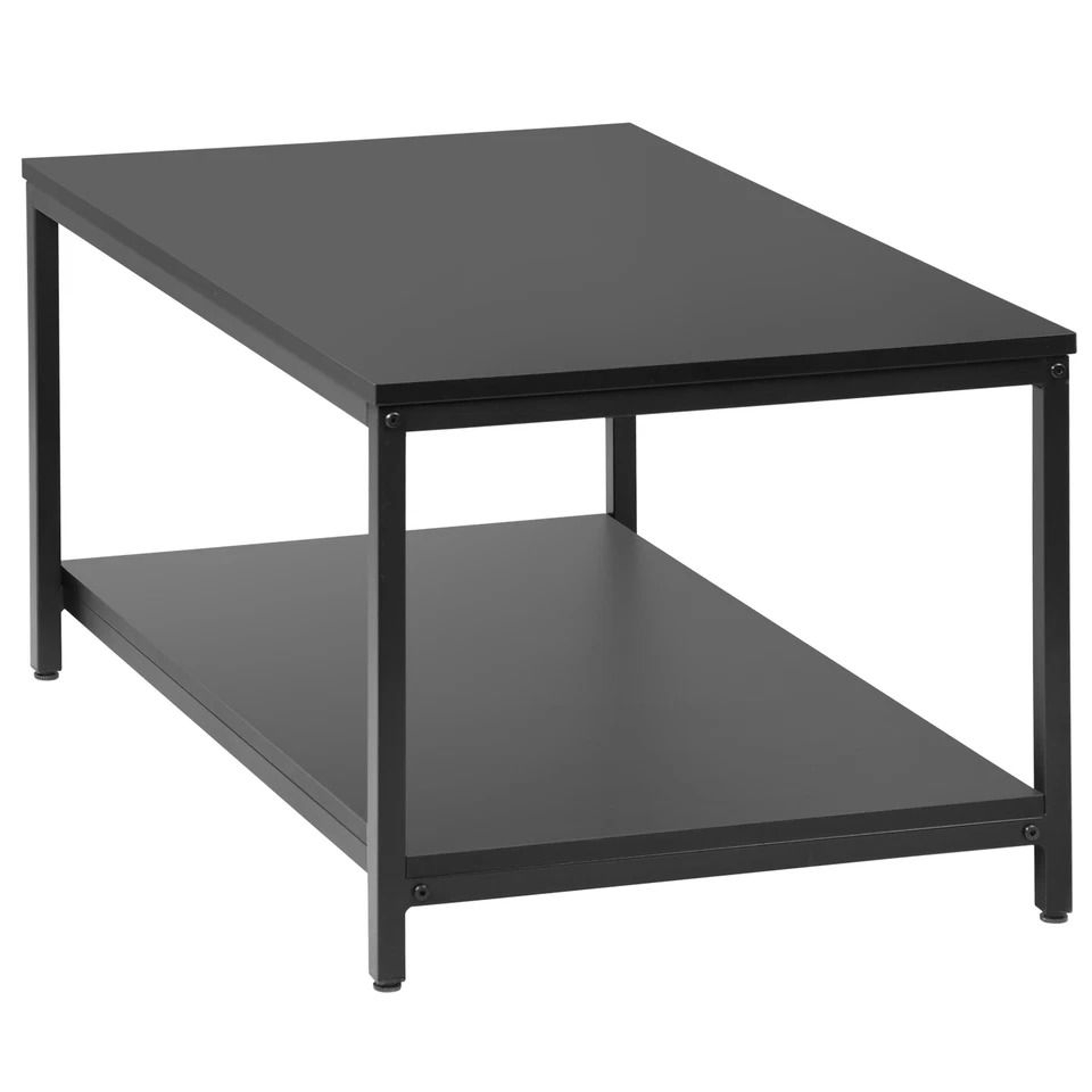Rustic Black Tier Small Coffee Table Wood Rectangle Side End Table Storage Shelf Sturdy Metal Frame 2