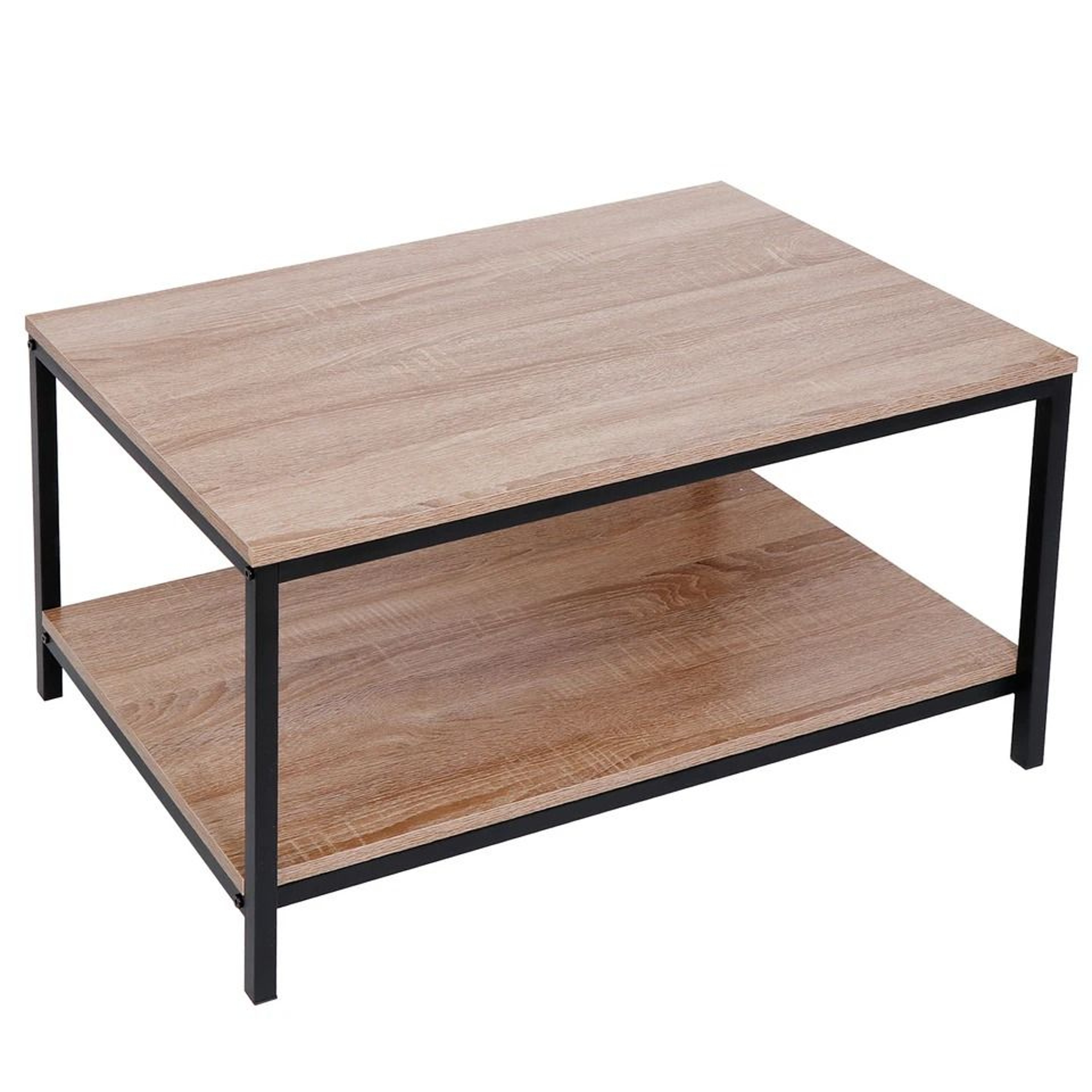 Modern Industrial Cocktail Table Tier Storage Shelf Sturdy Metal Frame Vintage Coffee Table For Liv 5