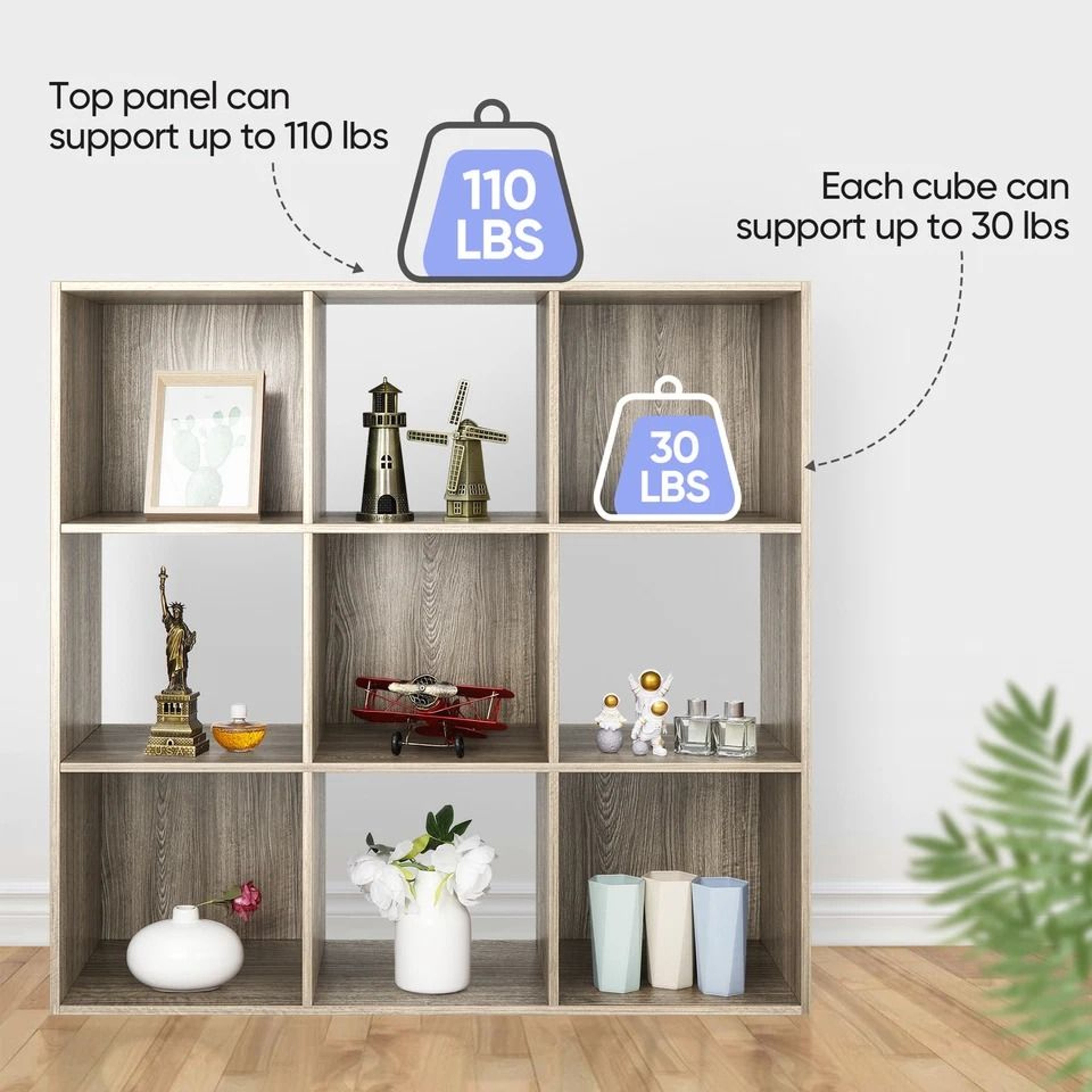 Wooden Bookshelf Display Cube Storage Organizer Removable Back Panels Oak Storage Solution 3