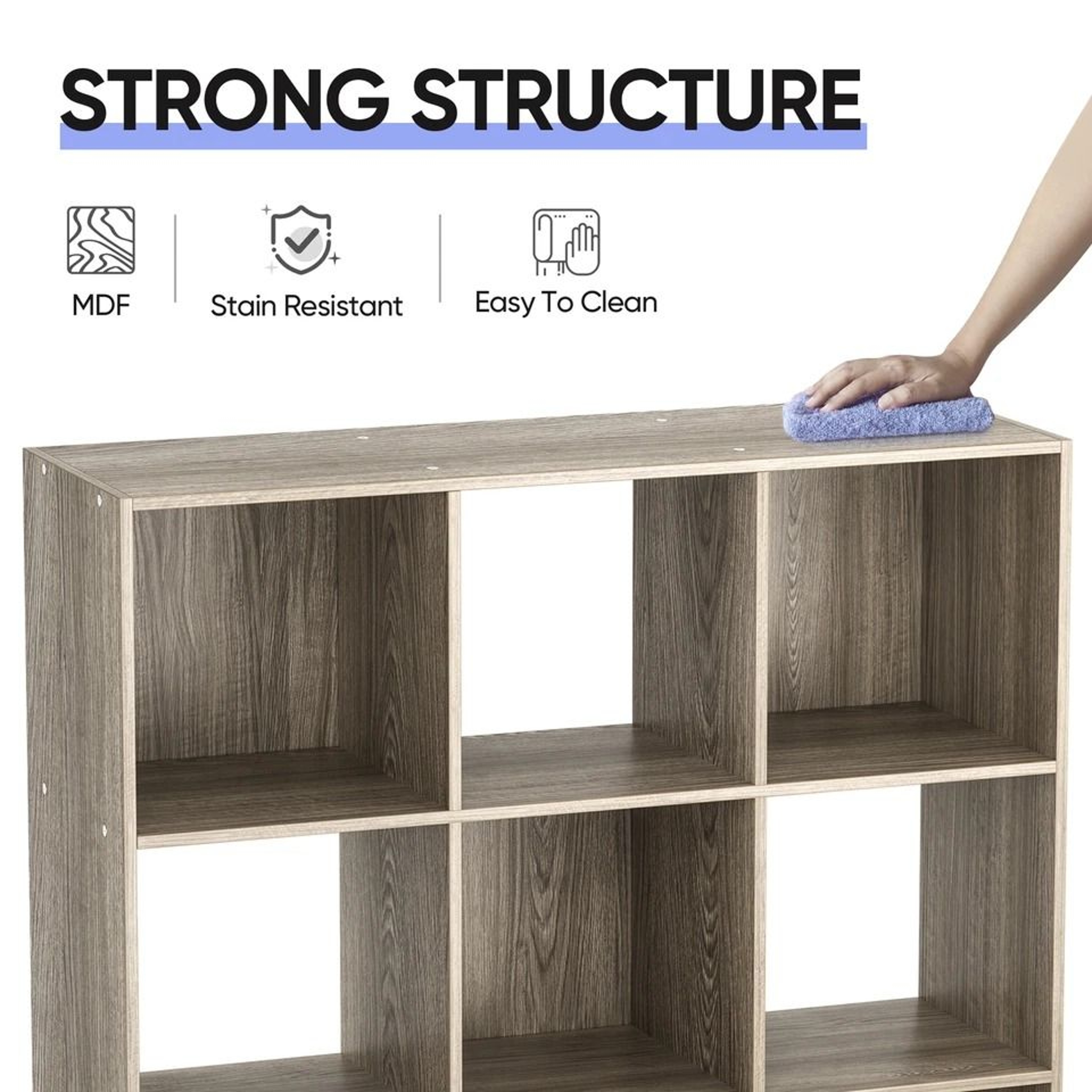Wooden Bookshelf Display Cube Storage Organizer Removable Back Panels Oak Storage Solution 4