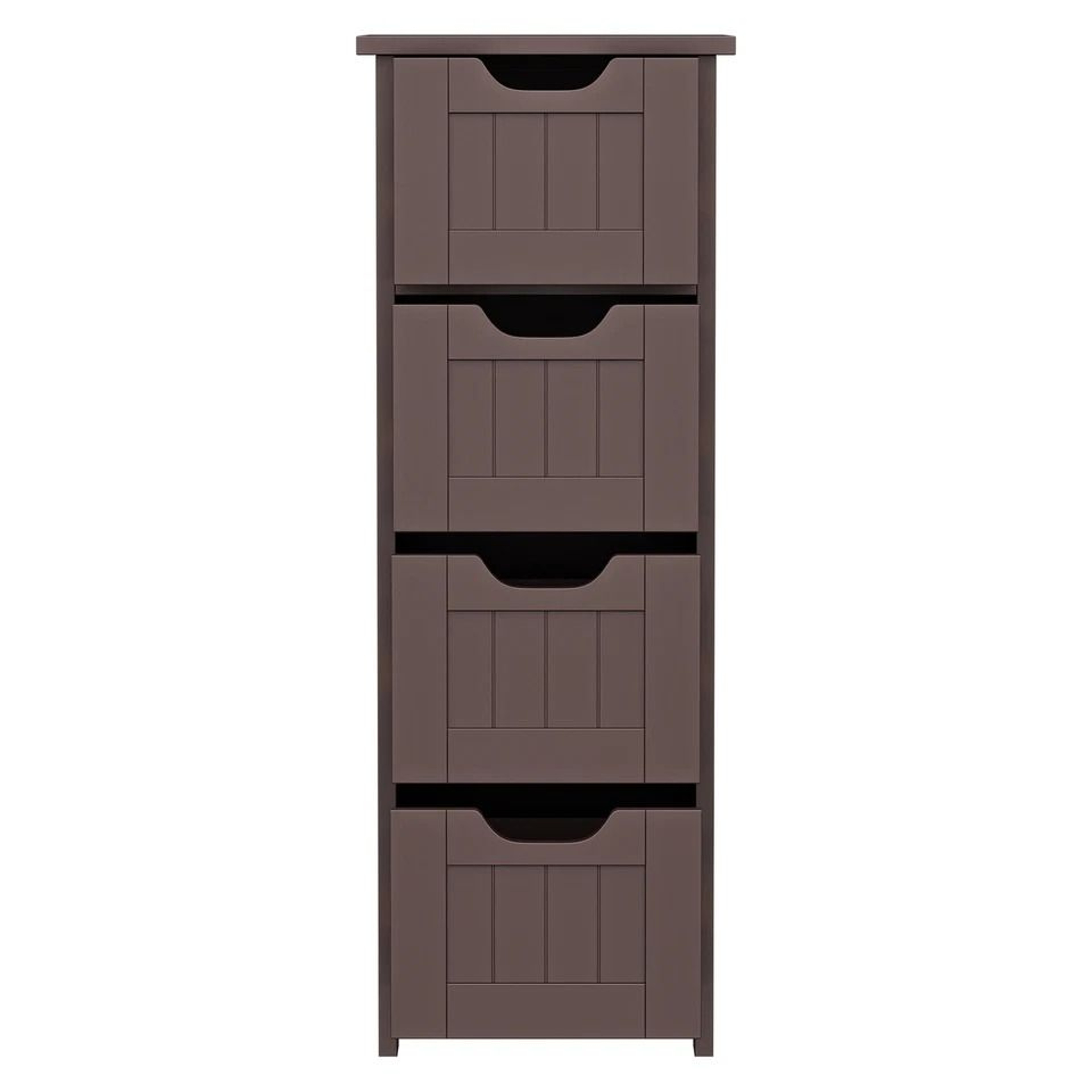 Freestanding Bathroom Floor Cabinet Brown Wood Side Organizer With 4 Spacious Drawers Durable MDF S