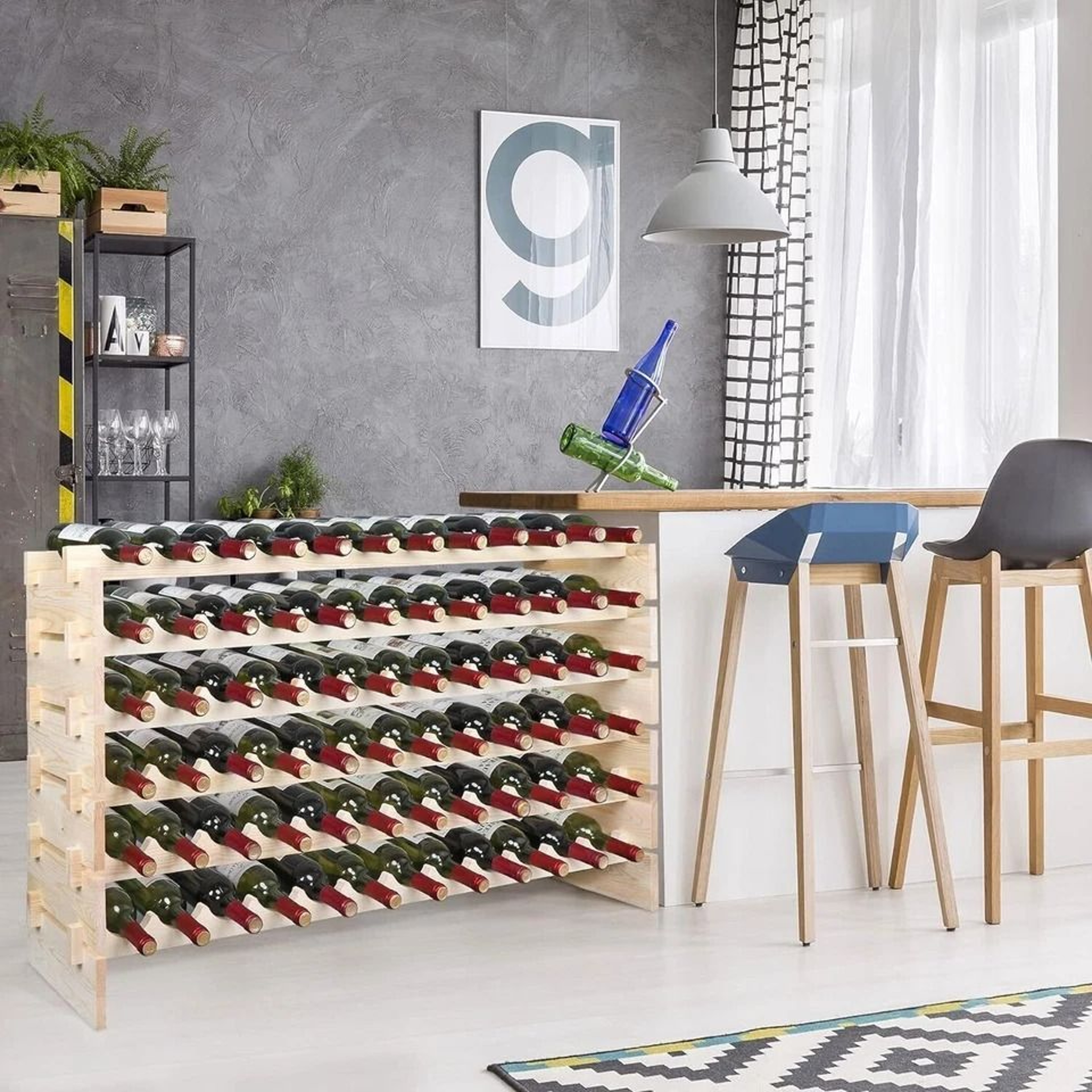 Wine Rack Storage Stand Bottles Stackable Modular Design Holds Bottles Easy Assembly Customizable F 2
