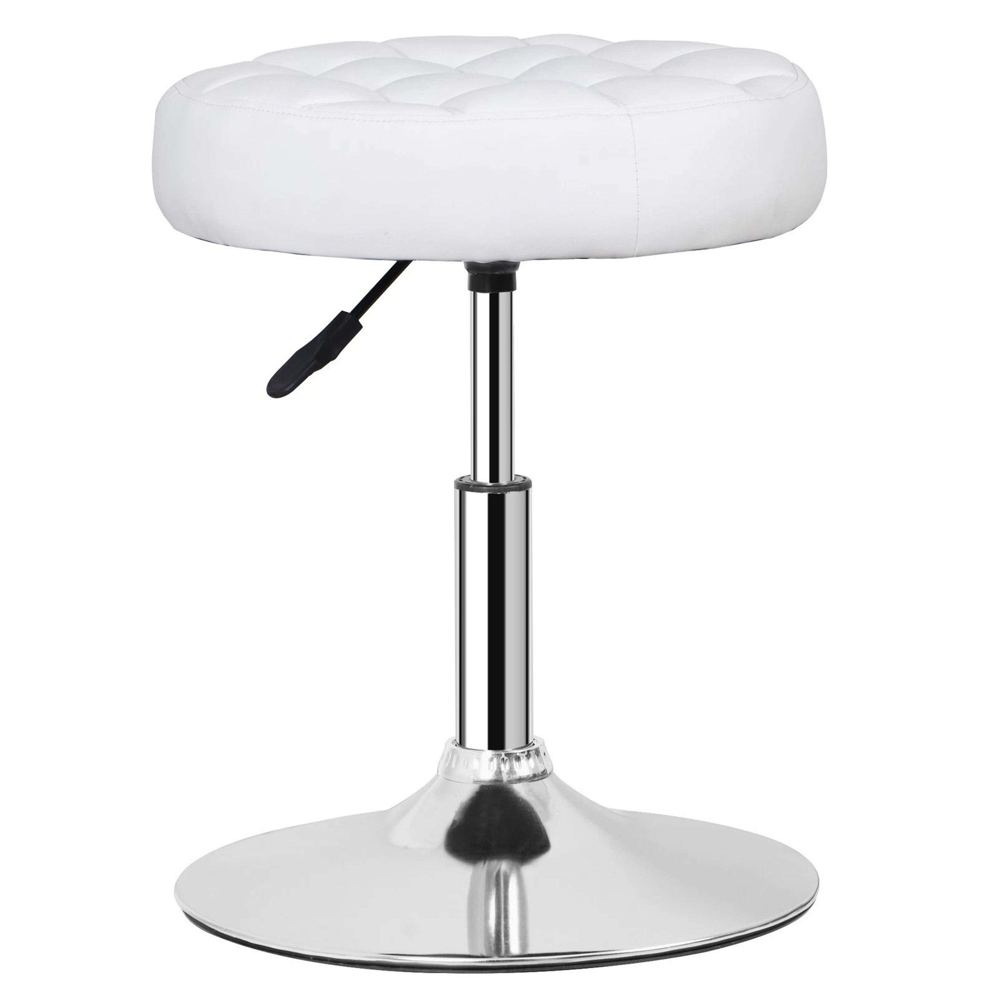 Adjustable Swivel Vanity Stool Chair Round Ottoman For Bedroom Comfortable PU Leather 8