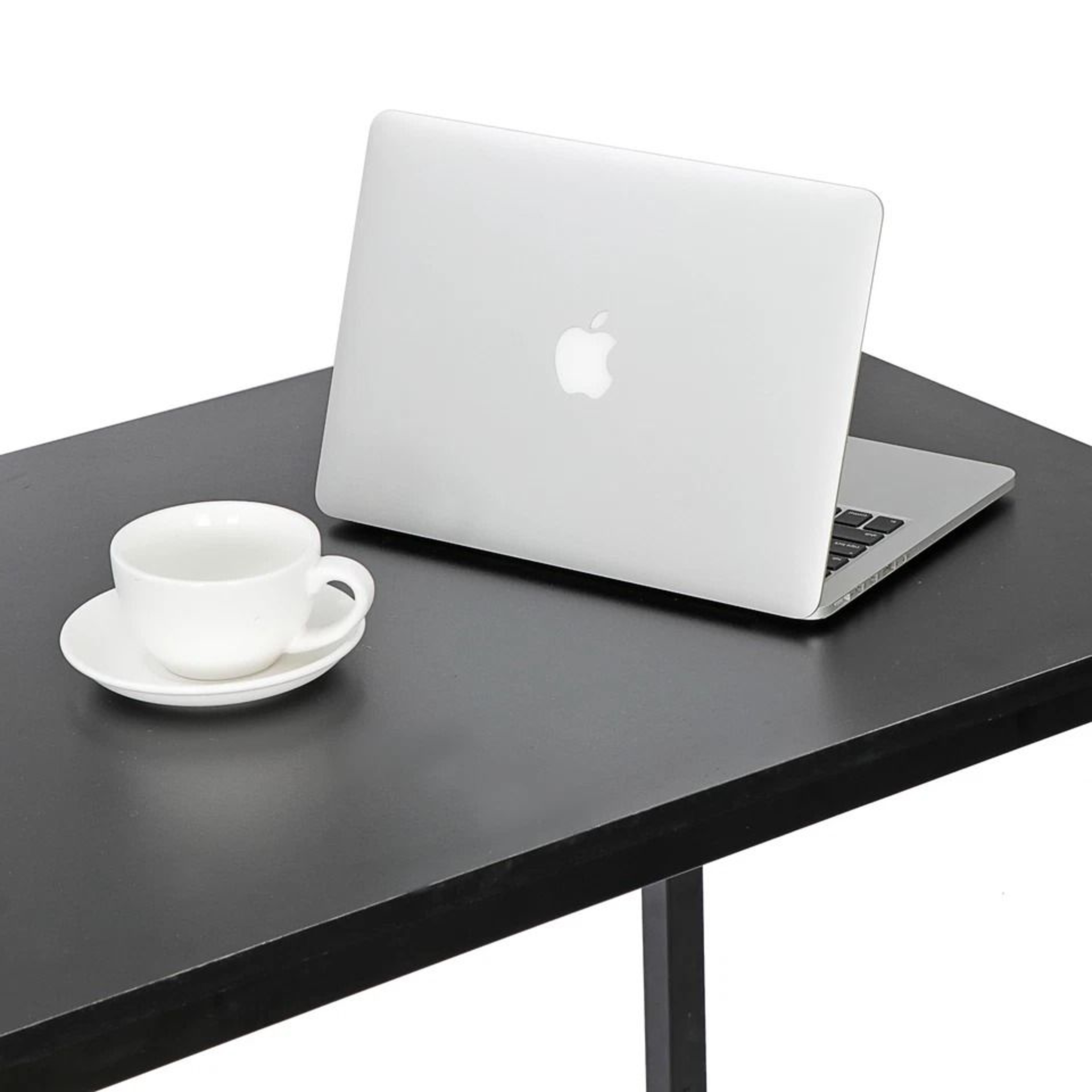 Black Home Office Desk Writing Desk With Steel Frame Espresso Studio Computer Desk Large Work Space 3
