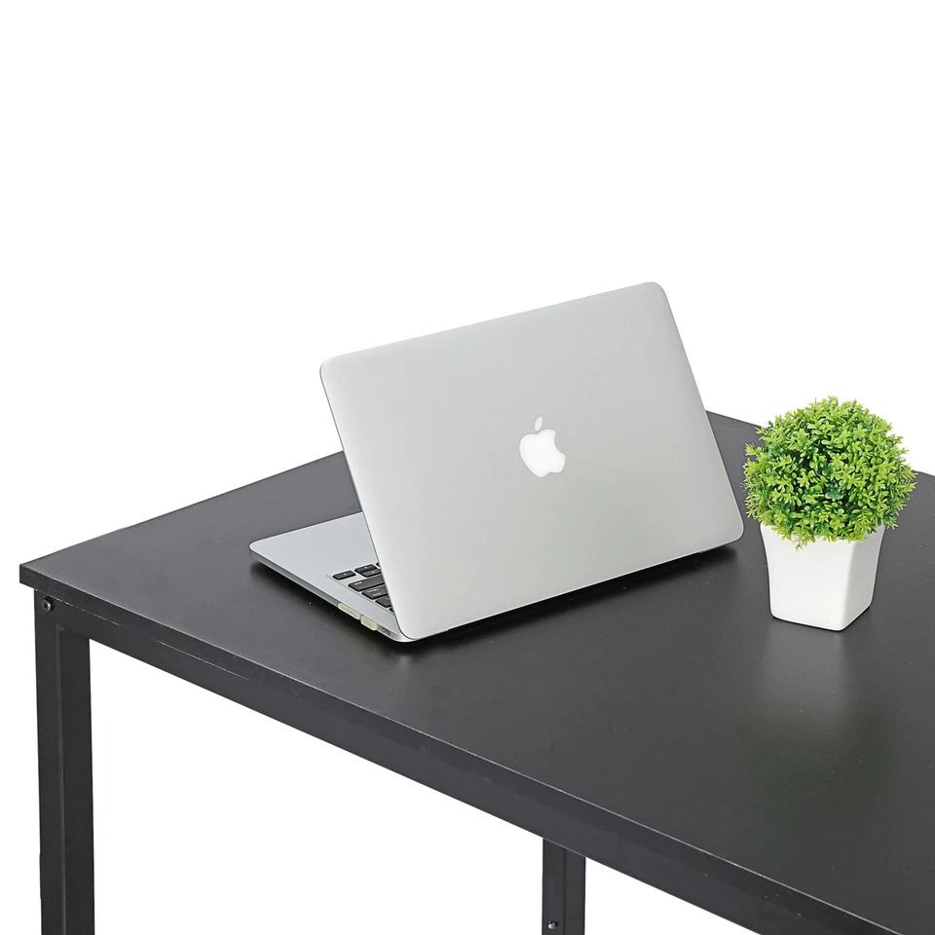 Black Home Office Desk Writing Desk With Steel Frame Espresso Studio Computer Desk Large Work Space 6