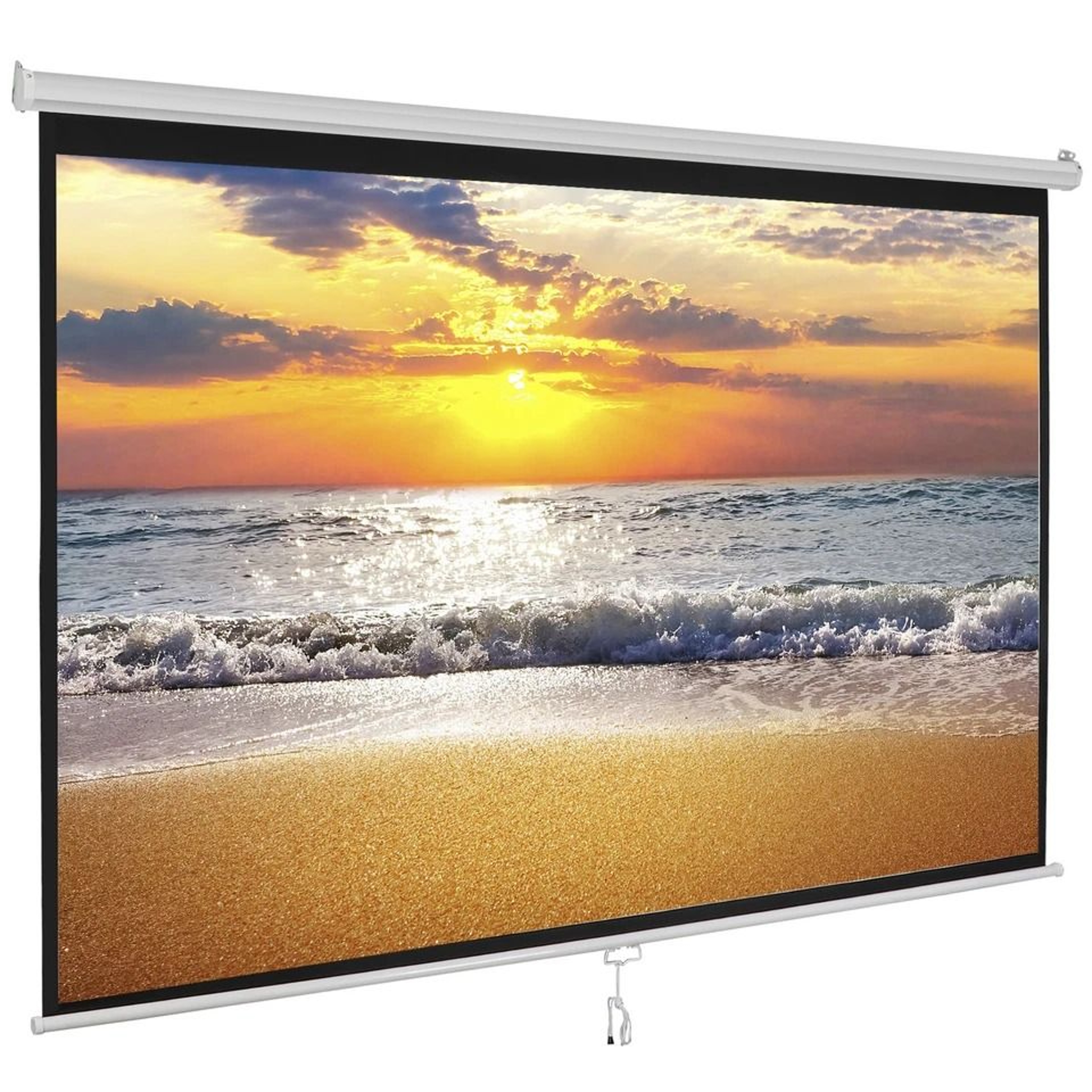 White Portable Projector Screen HD Home Theater Movie Viewing Easy Wall Or Ceiling Mount 0