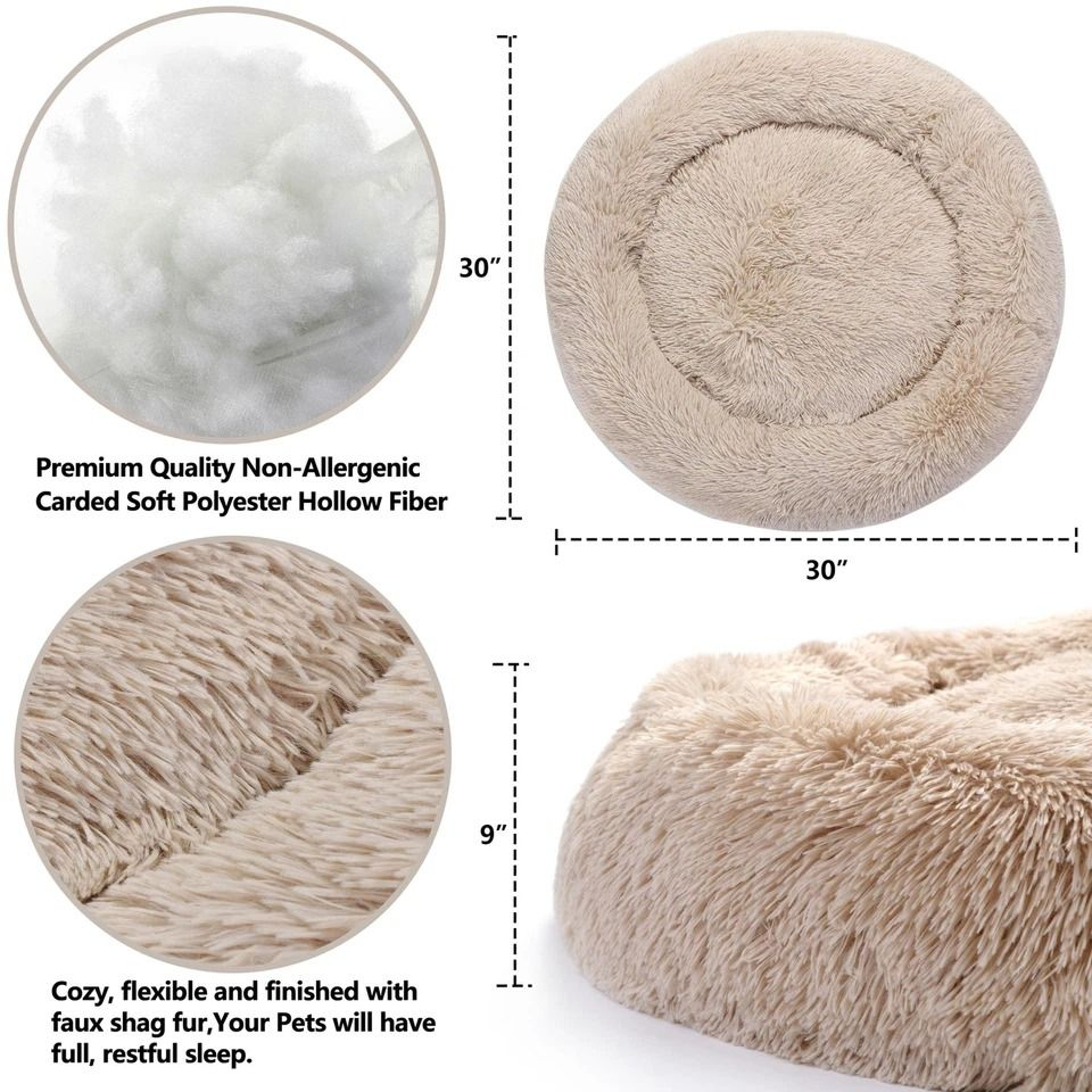 Soft Warmer Fur Donut Cuddler Pet Bed NonToxic Dog Beds Calming For Cats And Dogs Medium Small Size 5
