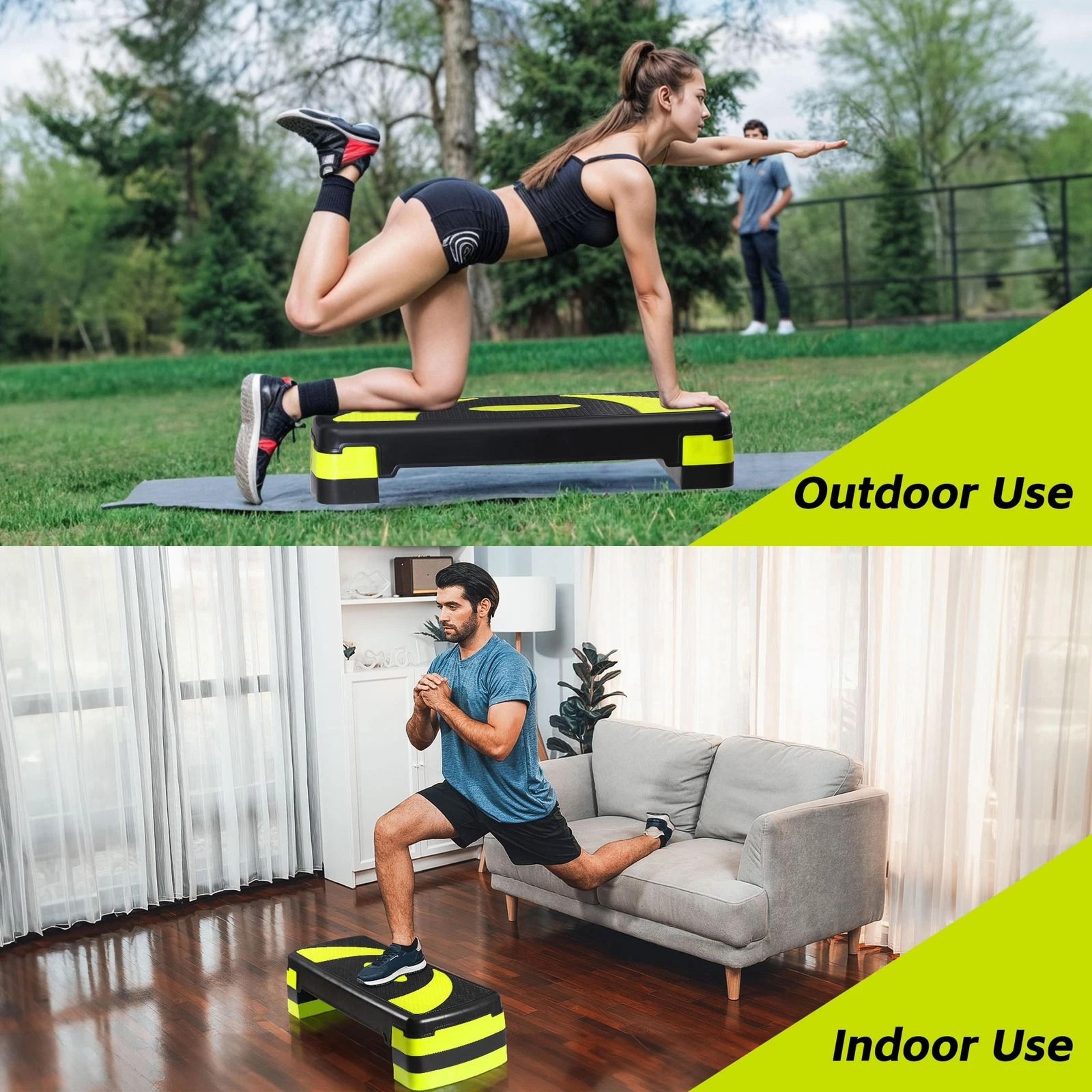 Adjust Exercise Stepper For Home Gym Fitness Aerobic Step With Yellow Risers 11