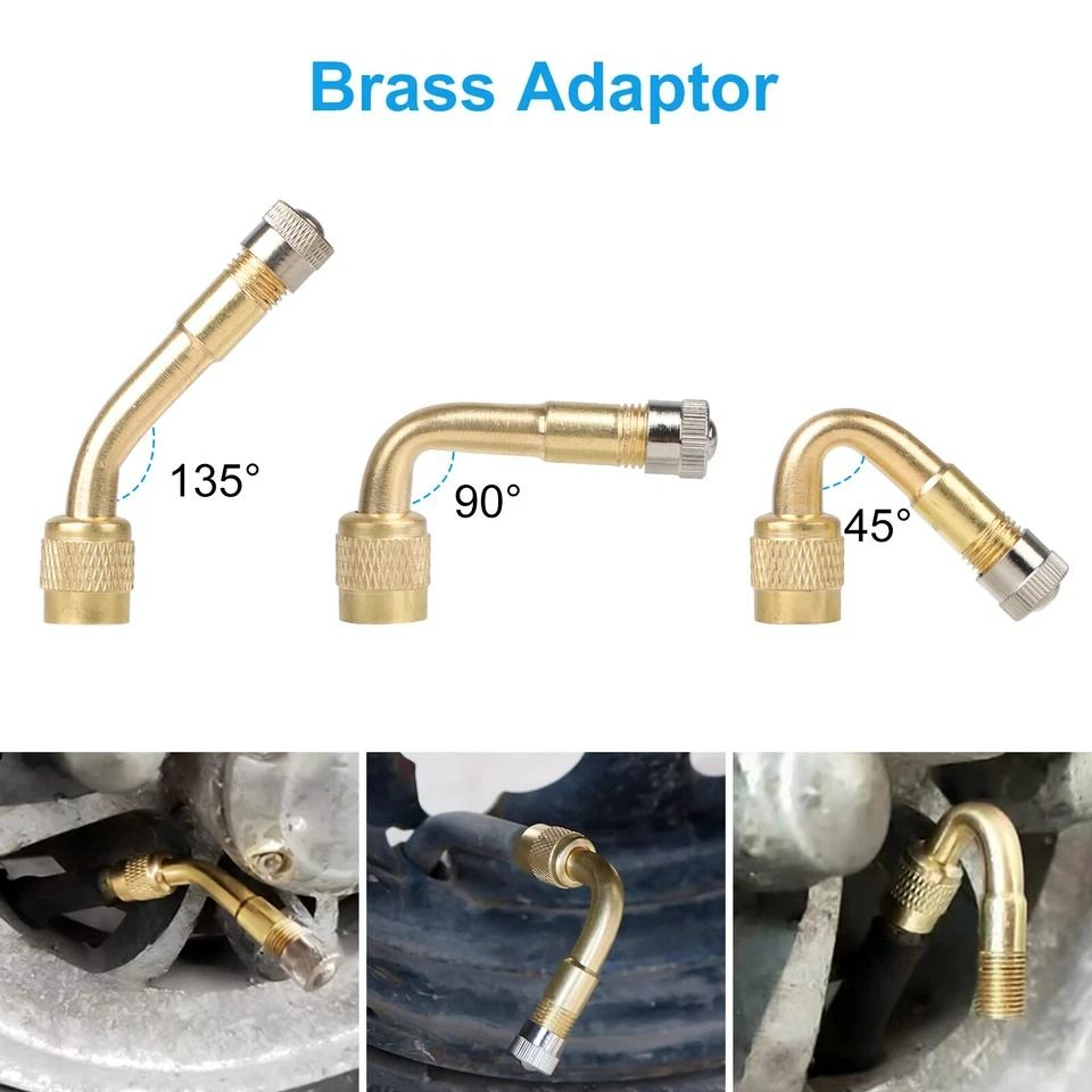 Tire Valve Extension Kit With Hose  Angles Schrader Valve Adapters For Car Bike RV Trailer 4