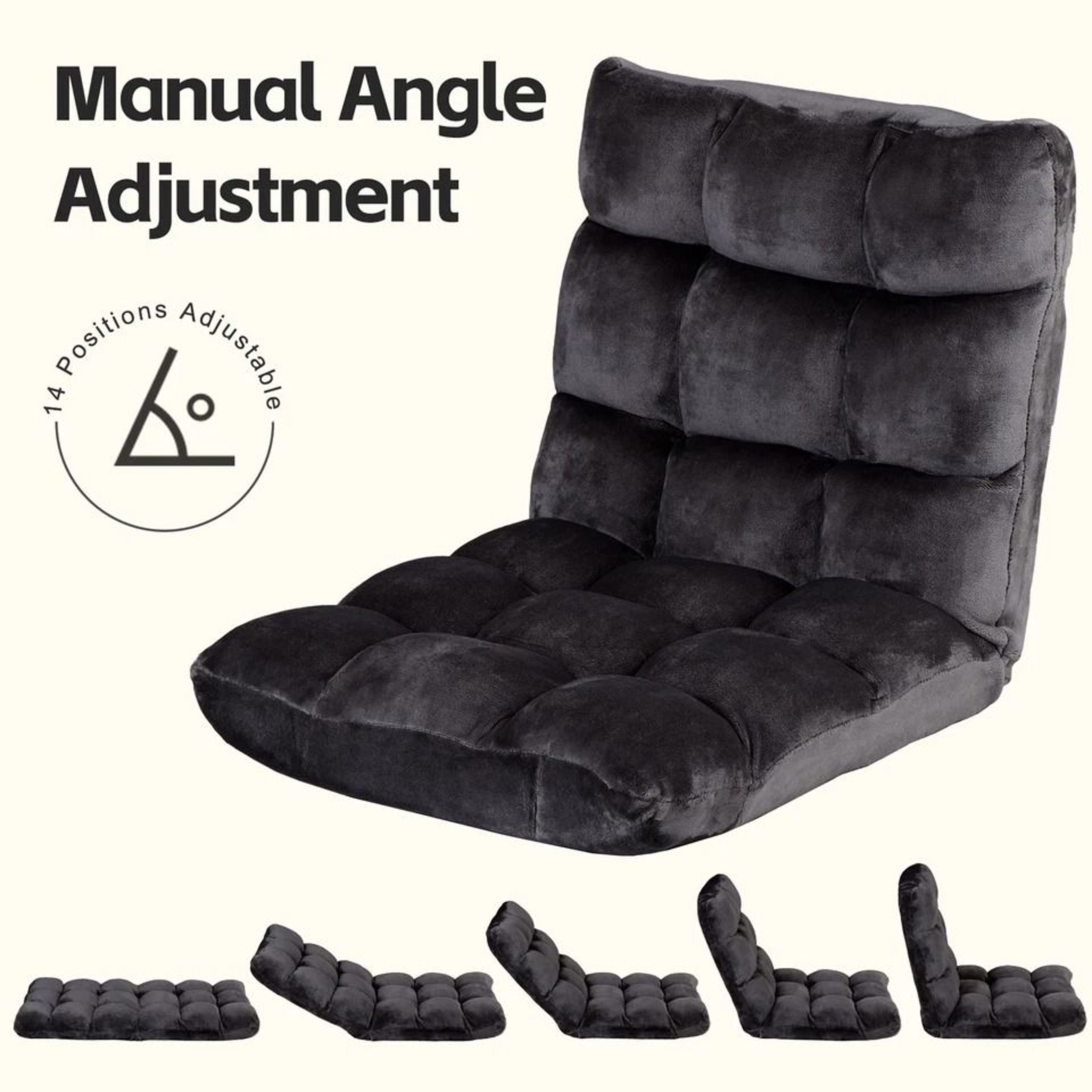 Adjustable Folding Floor Gaming Chair Black Lounger Sofa Recliner Bed Couch Lazy Seat For Comfortab 3