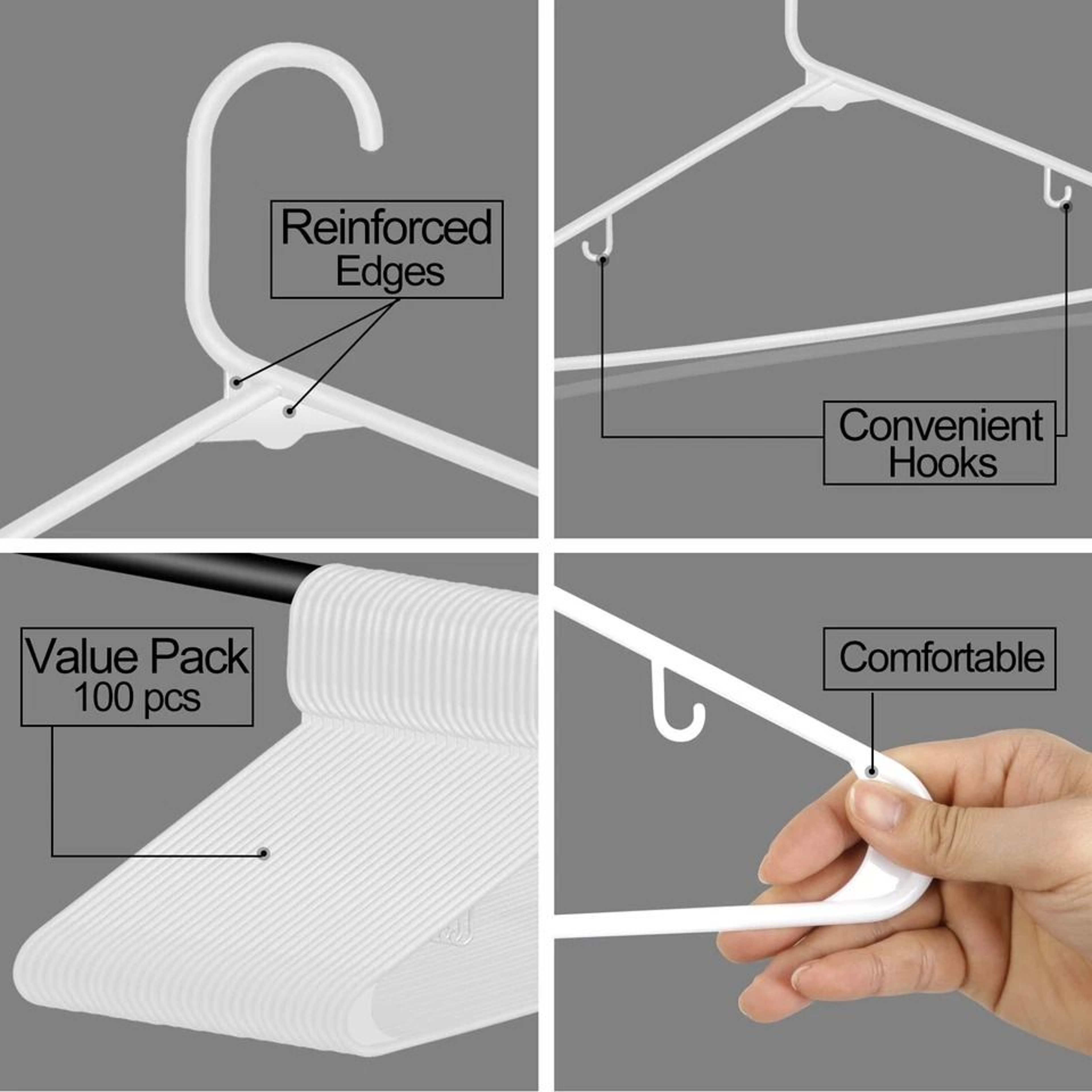 Durable Plastic Clothes Hangers Space Saving With Hooks 9