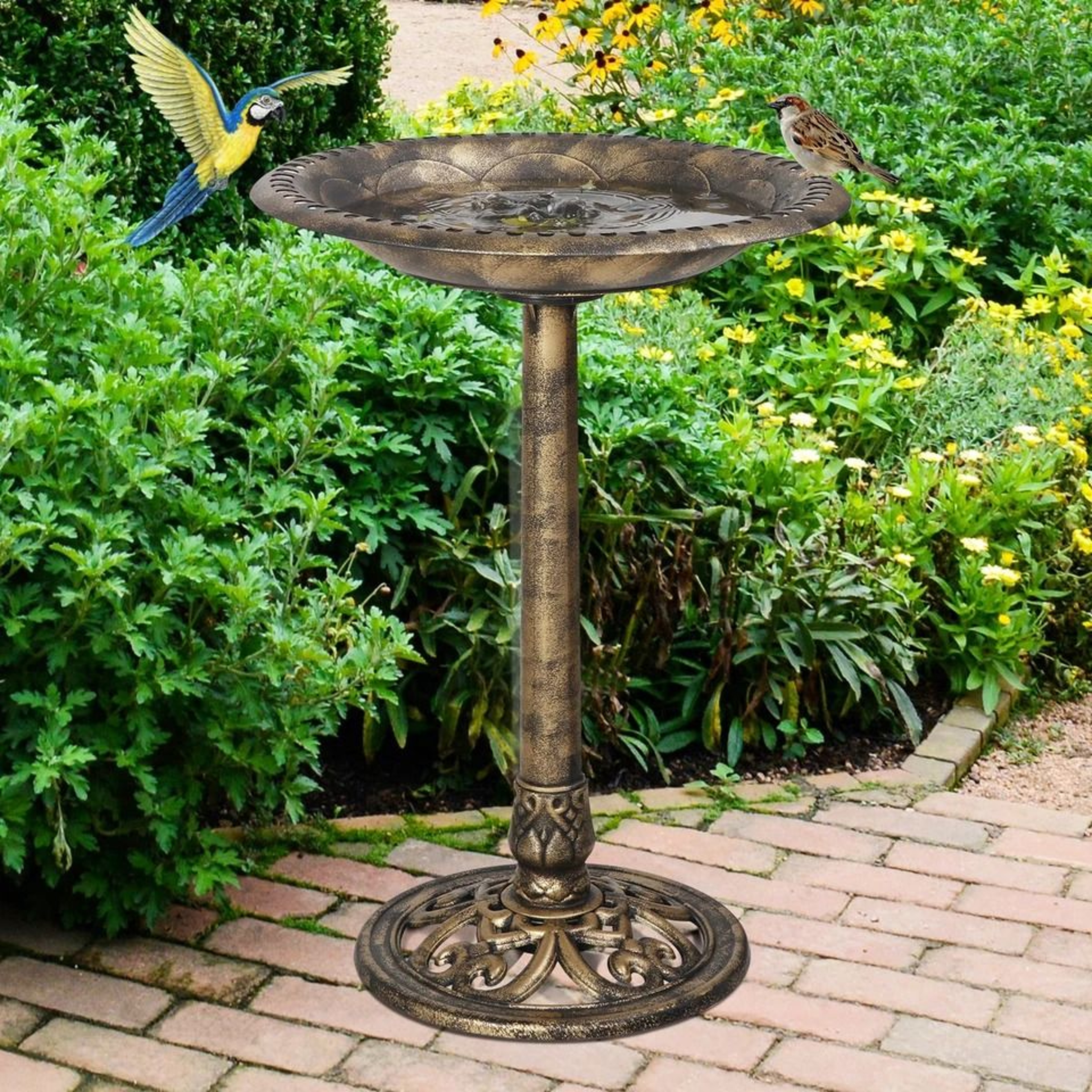 Durable Pedestal Birdbath Antique Design For Yard And Garden Outdoor Decor 10
